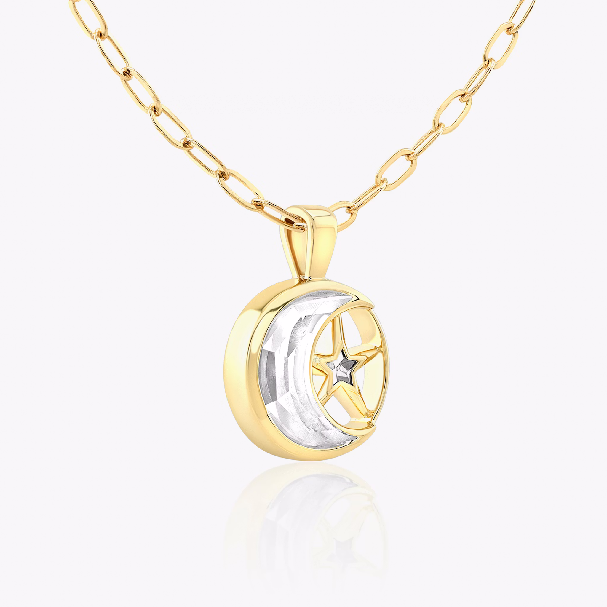 VRAI Solitaire Moon Pendant | 18k | Yellow Gold | chainLength: 18-20