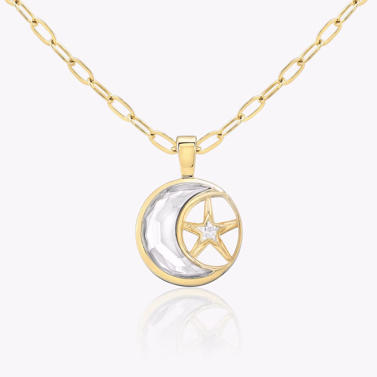 VRAI Solitaire Moon Pendant | 18k | Yellow Gold | chainLength: 18-20