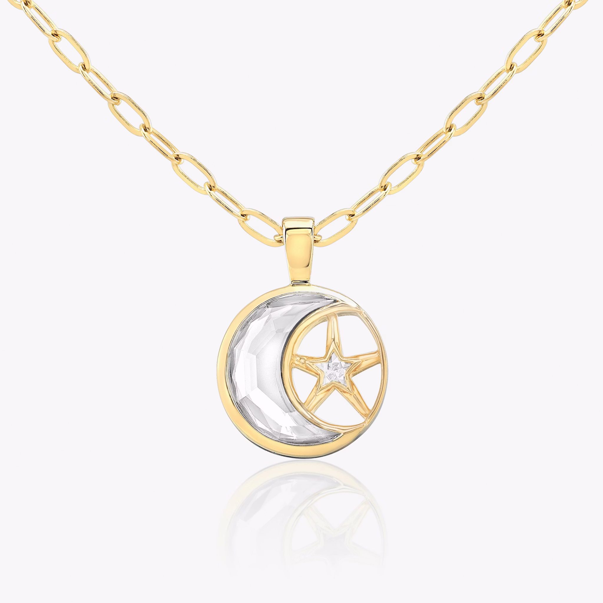 VRAI Solitaire Moon Pendant | 18k | Yellow Gold | chainLength: 18-20
