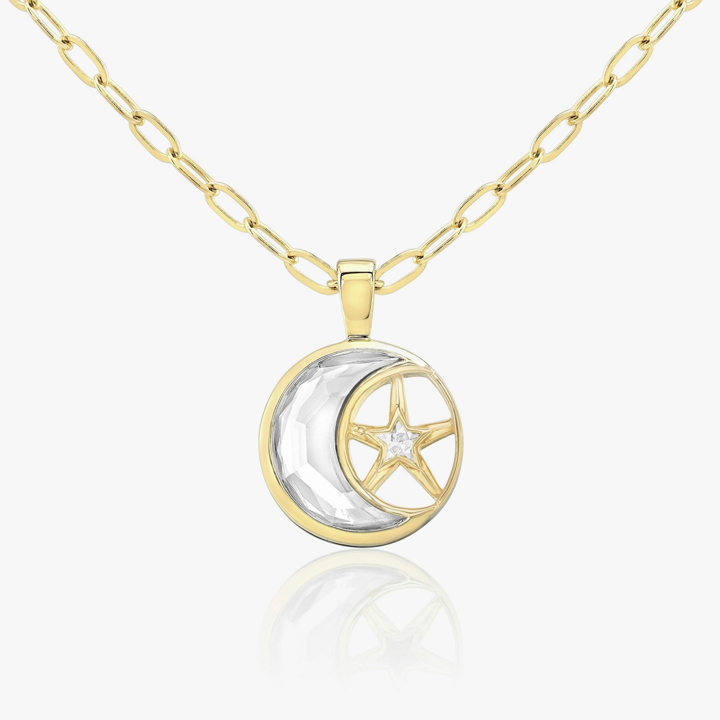 VRAI Solitaire Moon Pendant | 18k | Yellow Gold | chainLength: 18-20