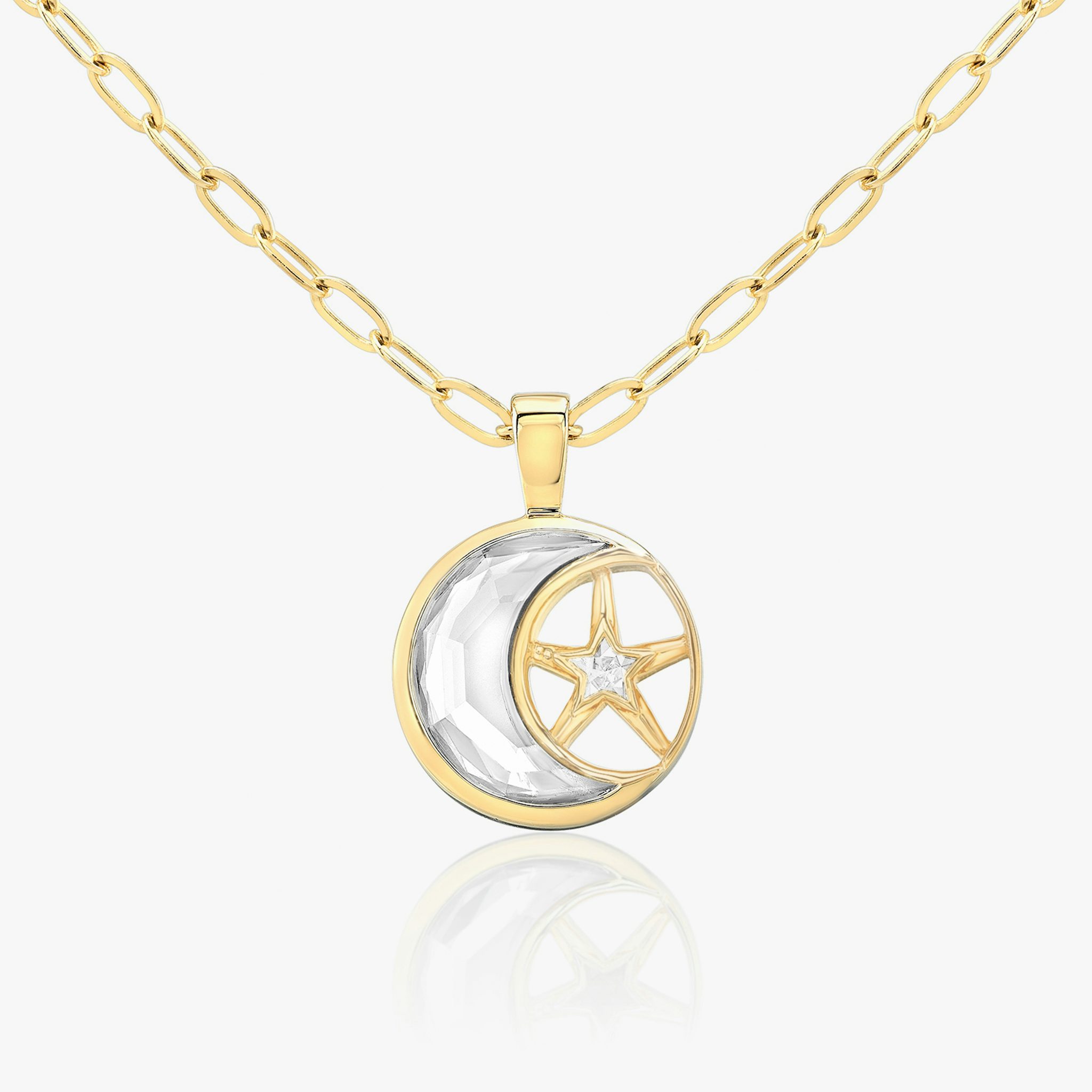 VRAI Solitaire Moon Pendant | 18k | Yellow Gold | chainLength: 18-20