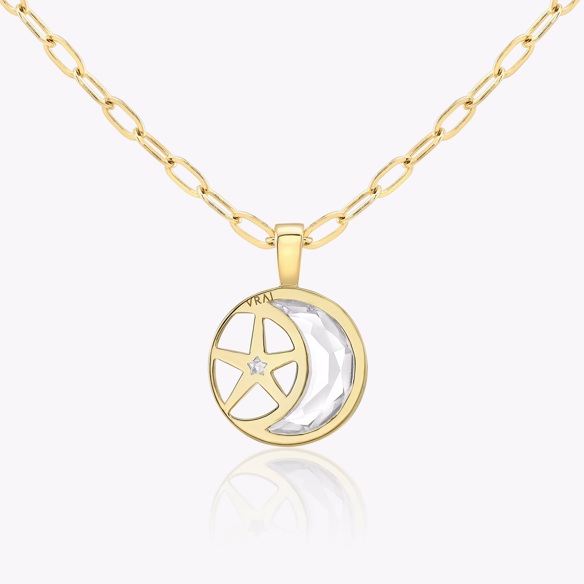 VRAI Solitaire Moon Pendant | 18k | Yellow Gold | chainLength: 18-20