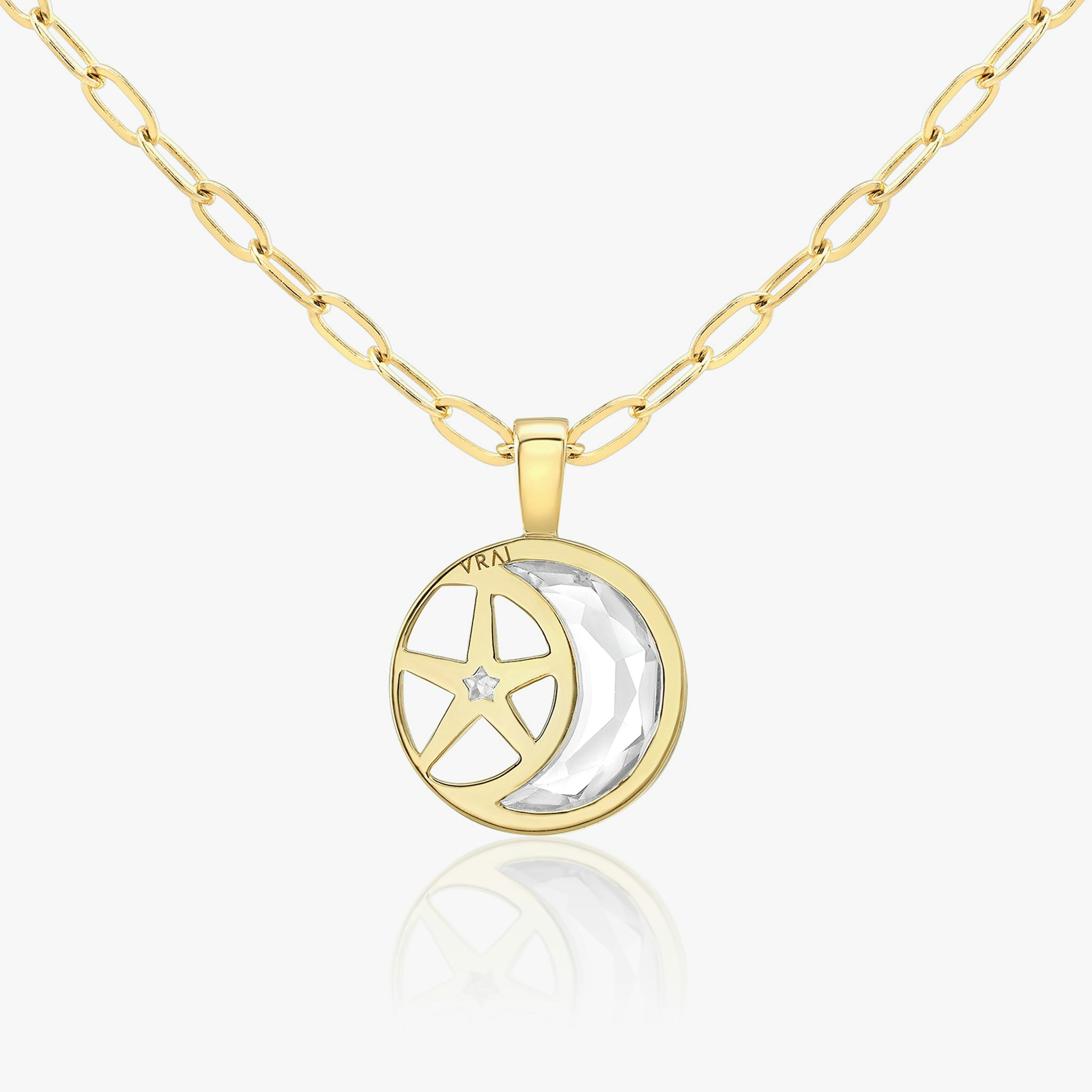 VRAI Solitaire Moon Pendant | 18k | Yellow Gold | chainLength: 18-20