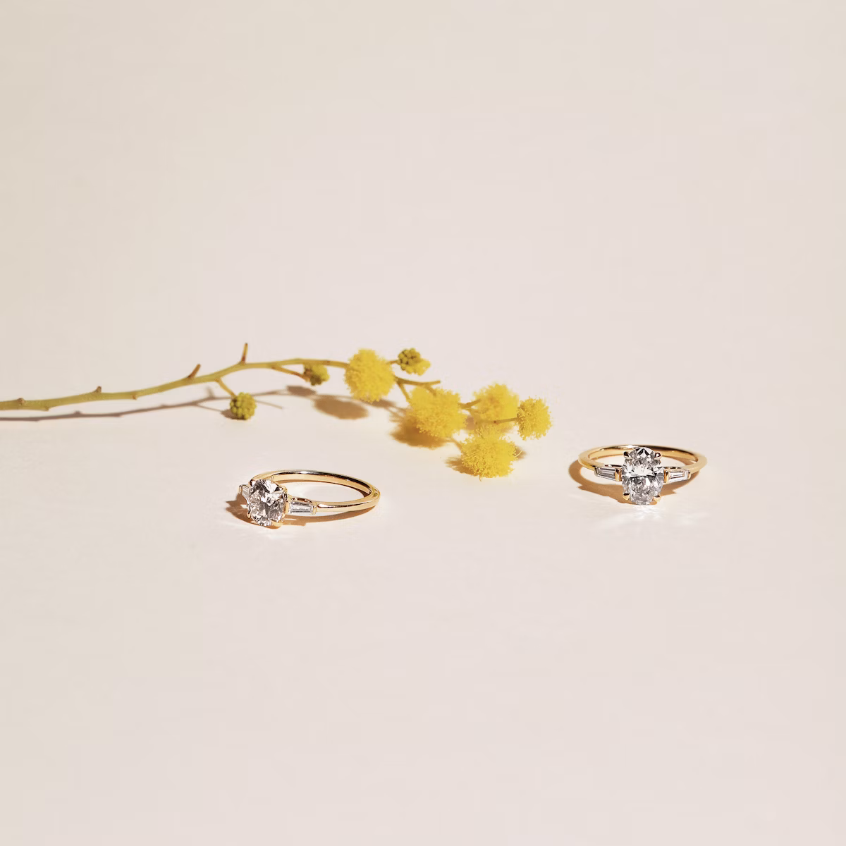 The Three Stone | Round Brilliant | 18k | White Gold | bandAccent: Pavé | caratWeight: other | sideStoneCarat: 0.10ct | sideStoneShape: Tapered Baguette | diamondOrientation: vertical