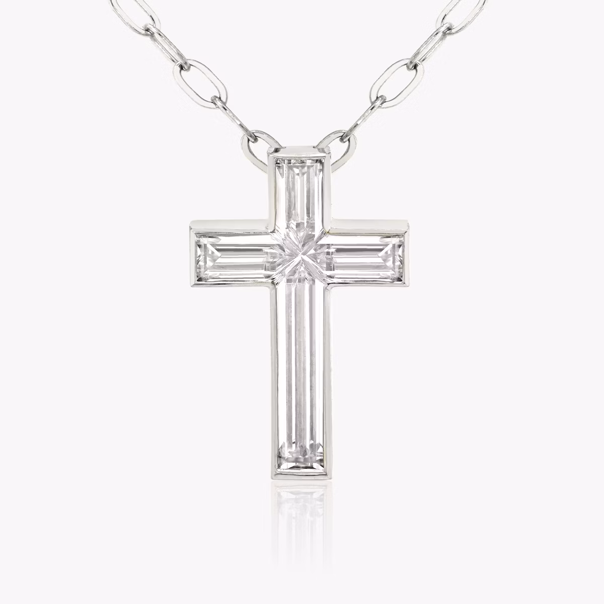 vrai solitaire full bezel cross necklace platinum