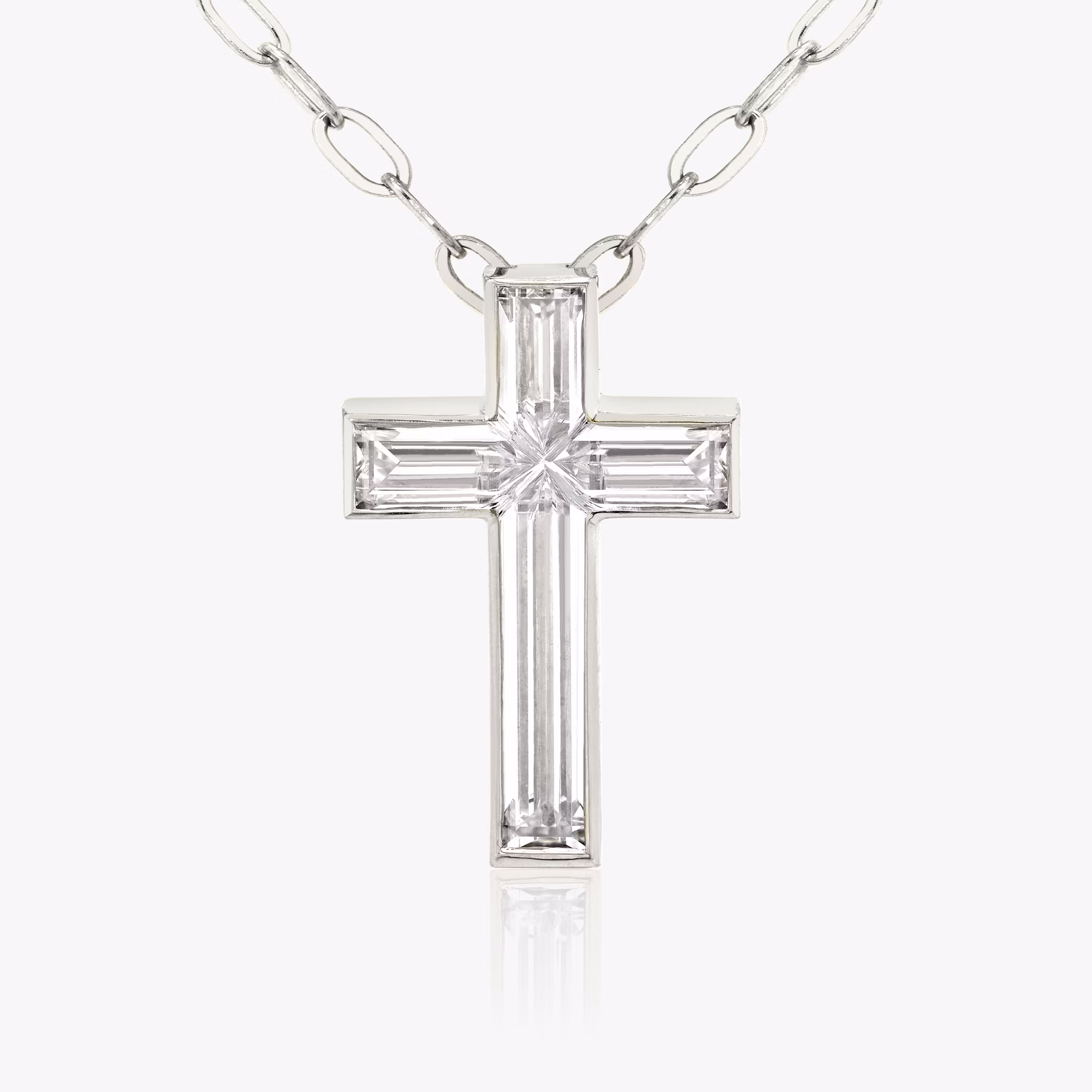 vrai solitaire full bezel cross necklace platinum