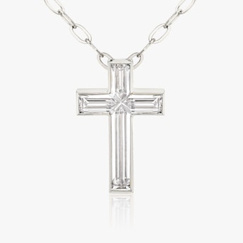 vrai solitaire full bezel cross necklace platinum