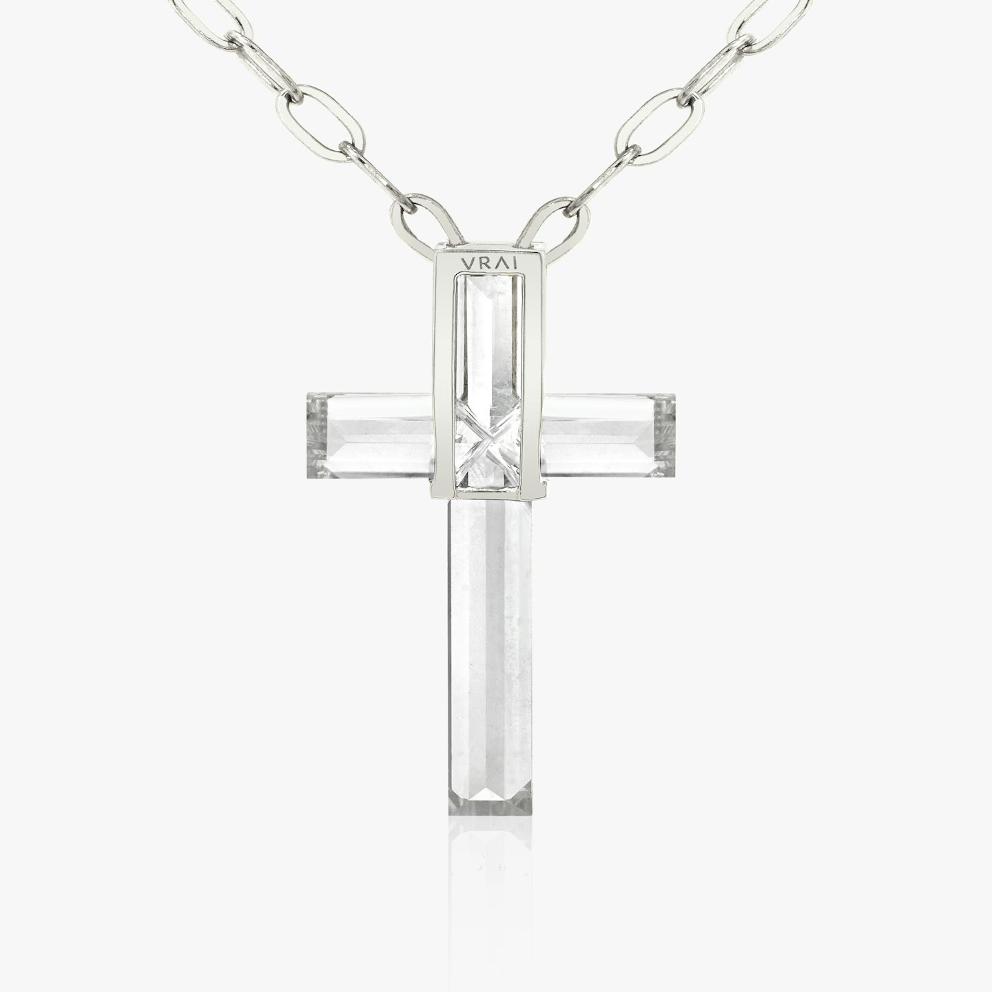 VRAI Solitaire Cross | cross | 18k | White Gold | stoneSetting: semi-bezel | chainLength: 18-20