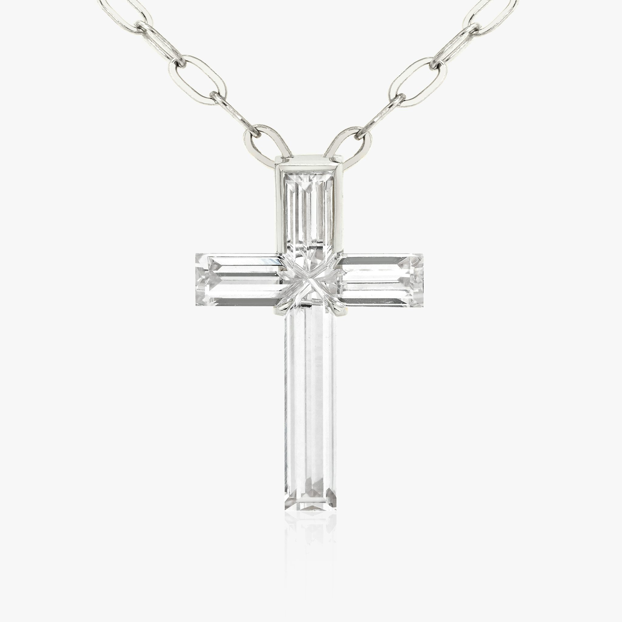 VRAI Solitaire Cross | cross | Platinum | stoneSetting: semi-bezel | chainLength: 18-20