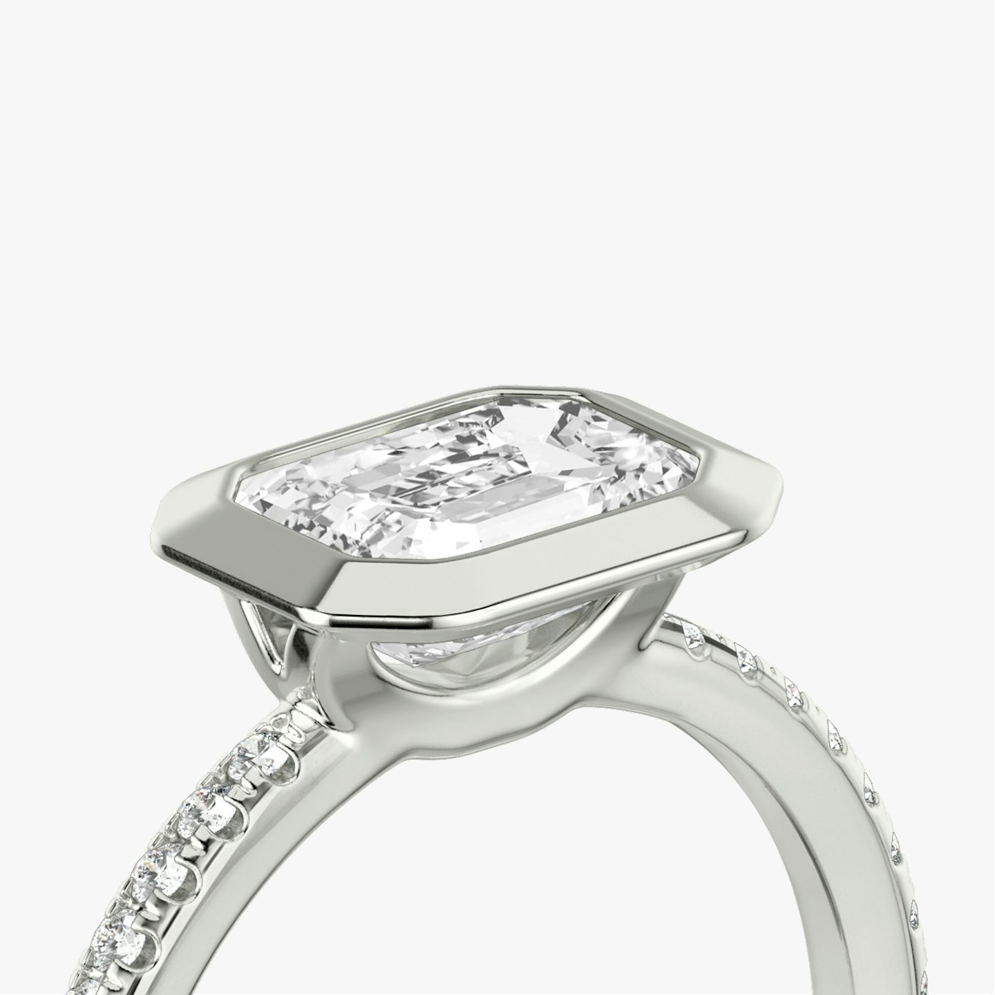 The Signature Bezel | Emerald | 18k | White Gold | bandAccent: Pavé | diamondOrientation: horizontal | caratWeight: other