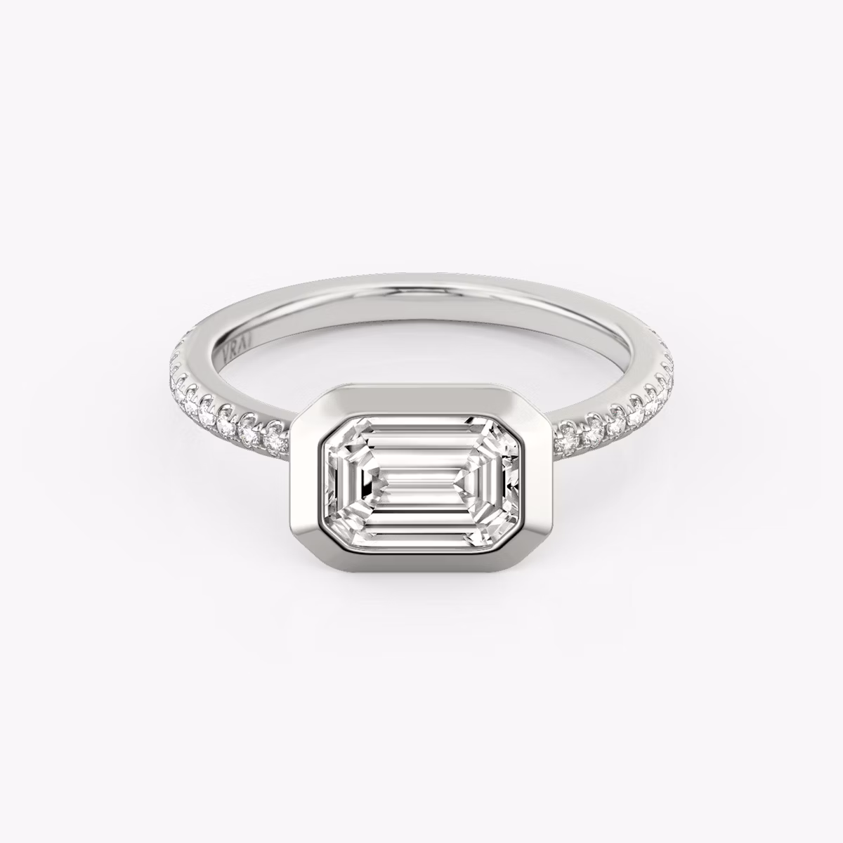The Signature Bezel | Emerald | Platinum | bandAccent: Pavé | diamondOrientation: horizontal | caratWeight: other