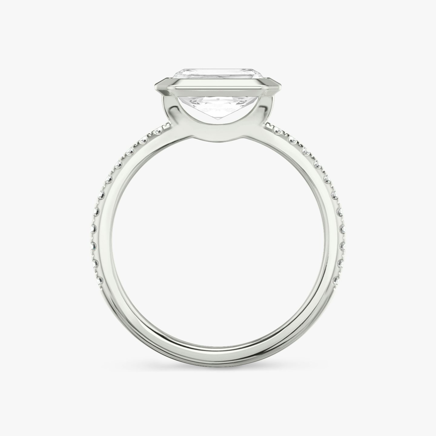 The Signature Bezel | Emerald | 18k | White Gold | bandAccent: Pavé | diamondOrientation: horizontal | caratWeight: other