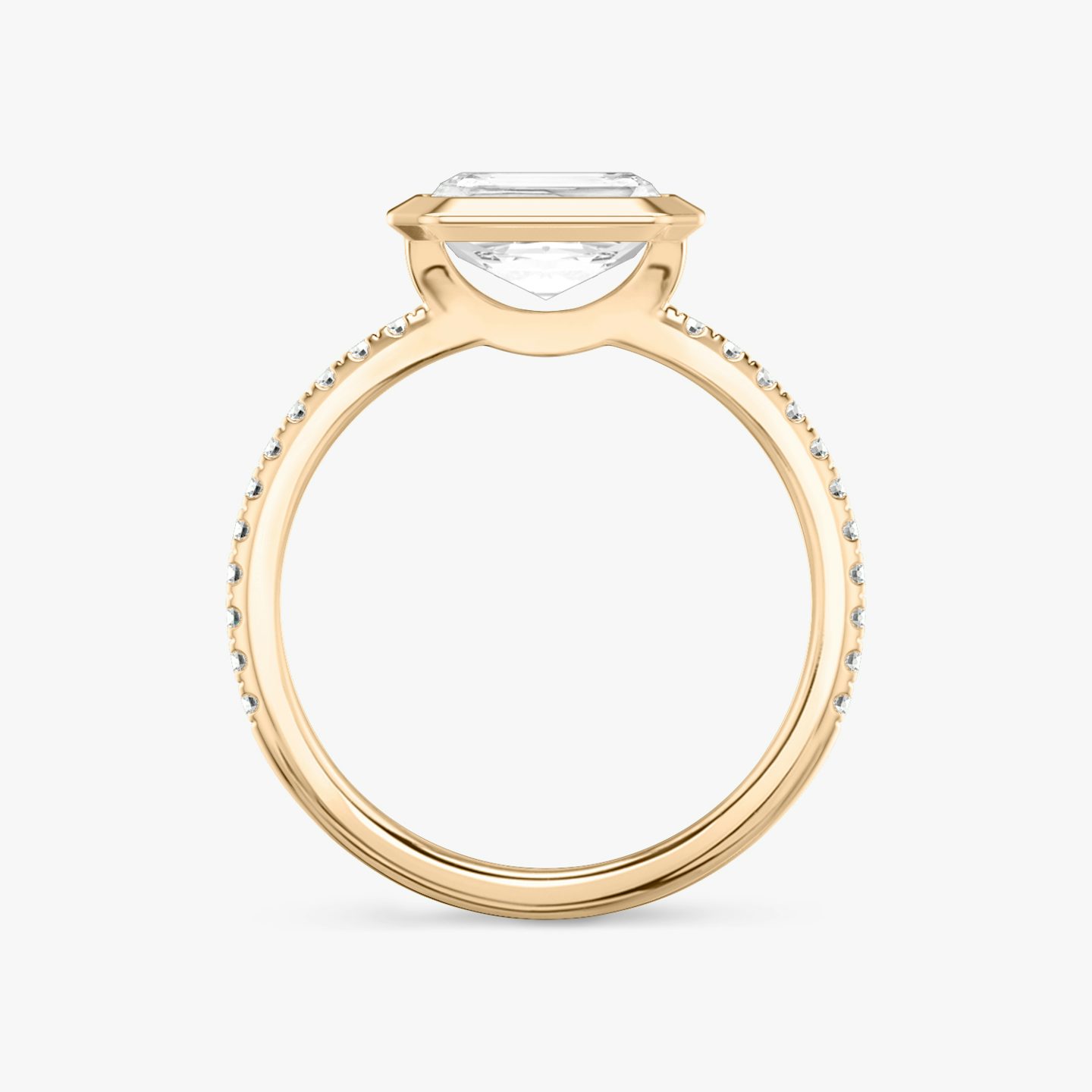 The Signature Bezel | Emerald | 14k | Rose Gold | bandAccent: Pavé | diamondOrientation: horizontal | caratWeight: other