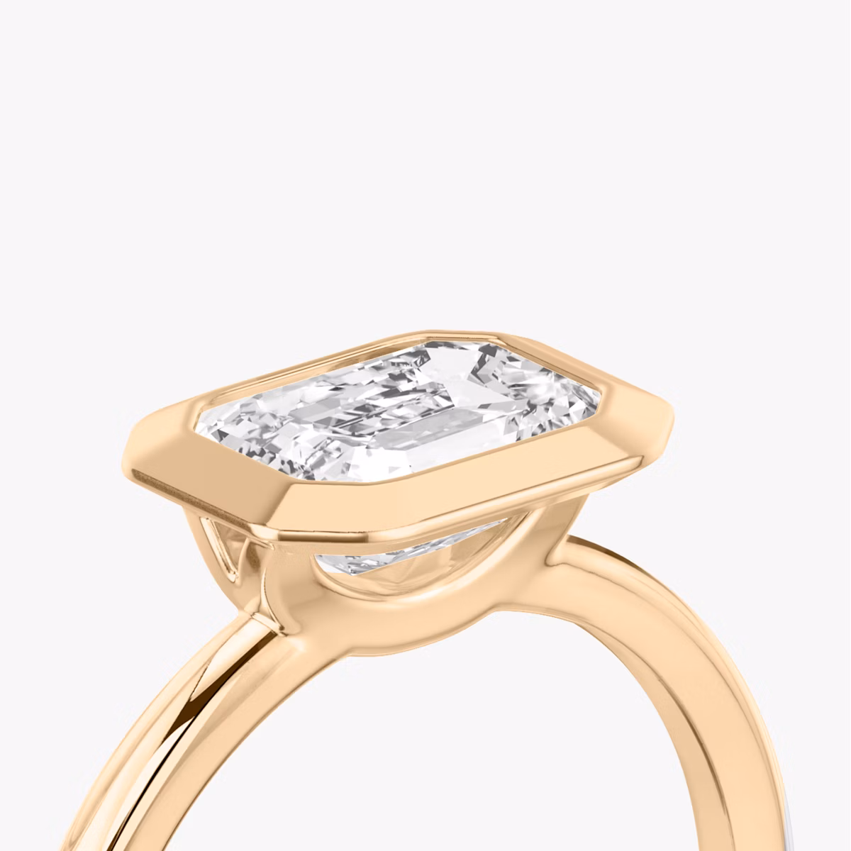 The Signature Bezel | Emerald | 14k | Rose Gold | bandAccent: Plain | diamondOrientation: horizontal | caratWeight: other