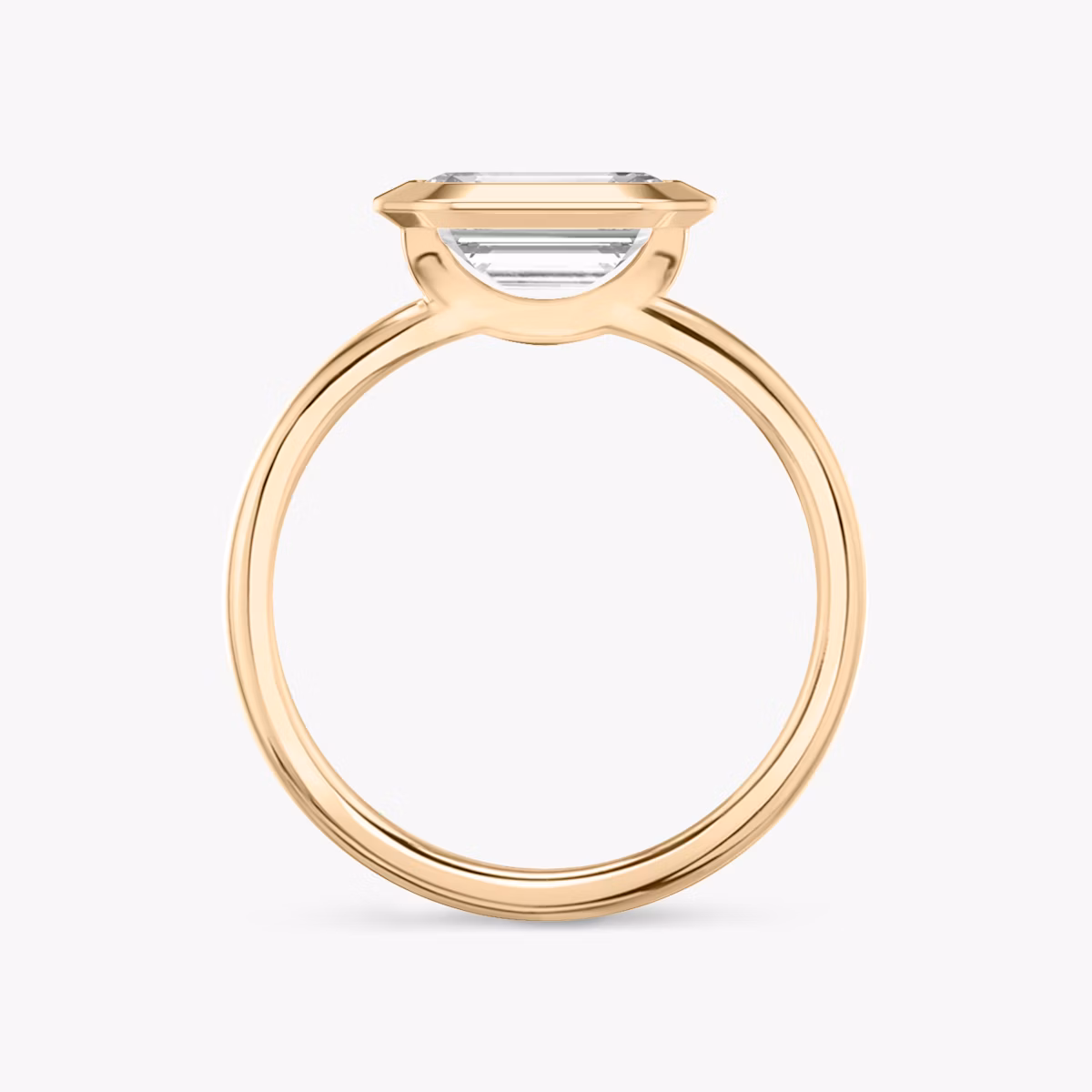 The Signature Bezel | Emerald | 14k | Rose Gold | bandAccent: Plain | diamondOrientation: horizontal | caratWeight: other