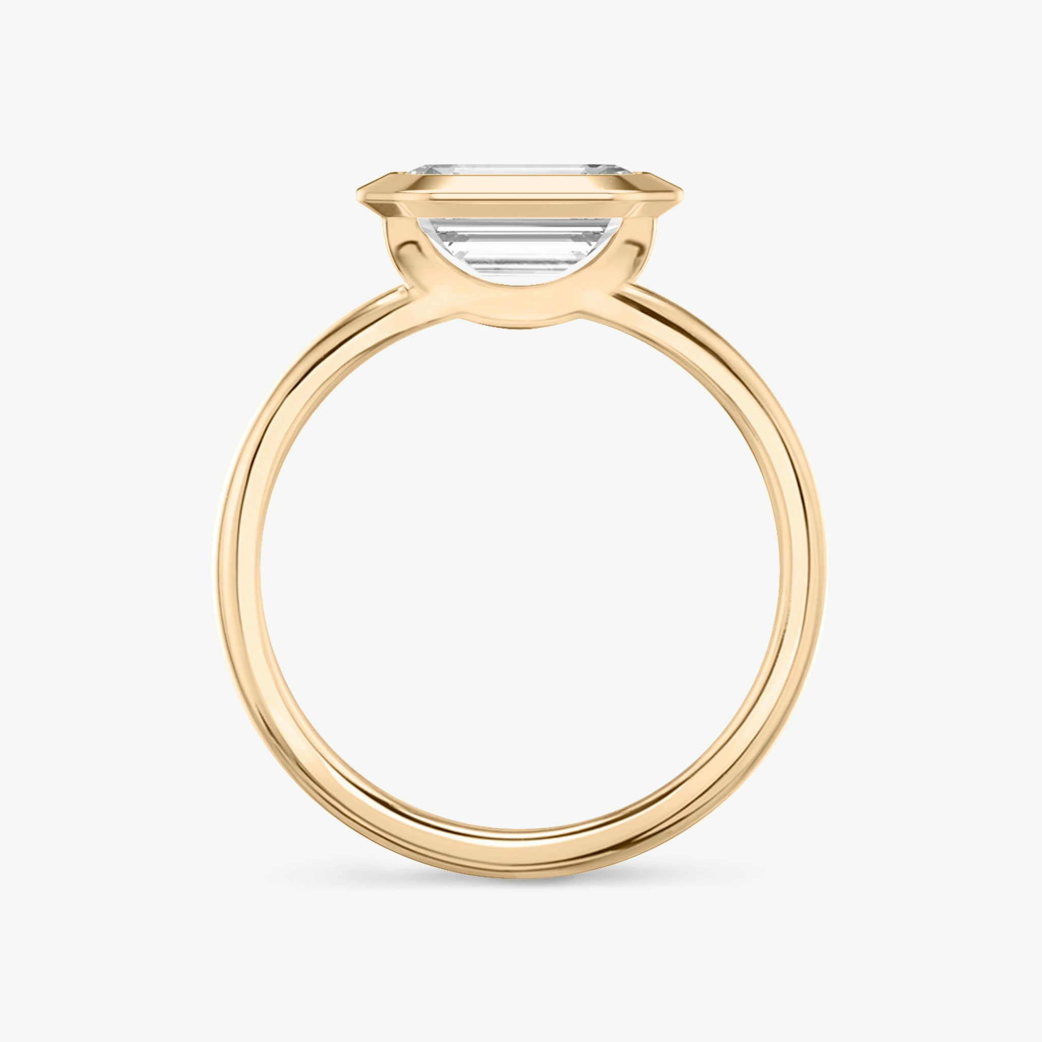 The Signature Bezel | Emerald | 14k | Rose Gold | bandAccent: Plain | diamondOrientation: horizontal | caratWeight: other