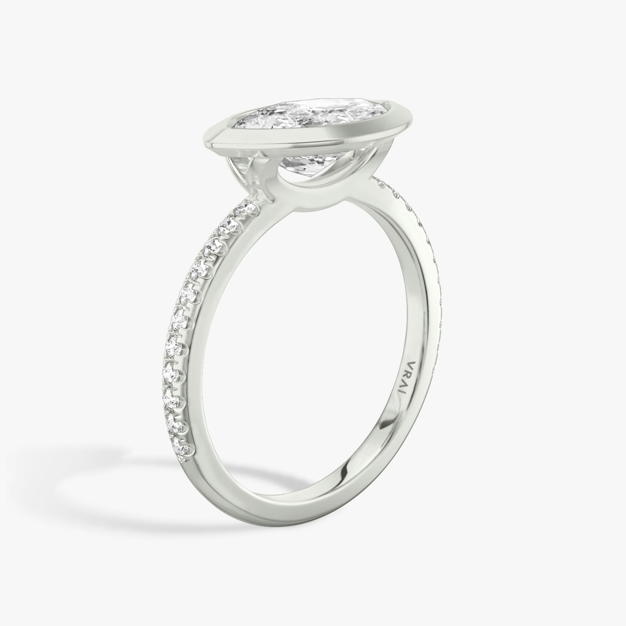 The Signature Bezel | Marquise | 18k | White Gold | bandAccent: Pavé | diamondOrientation: horizontal | caratWeight: other