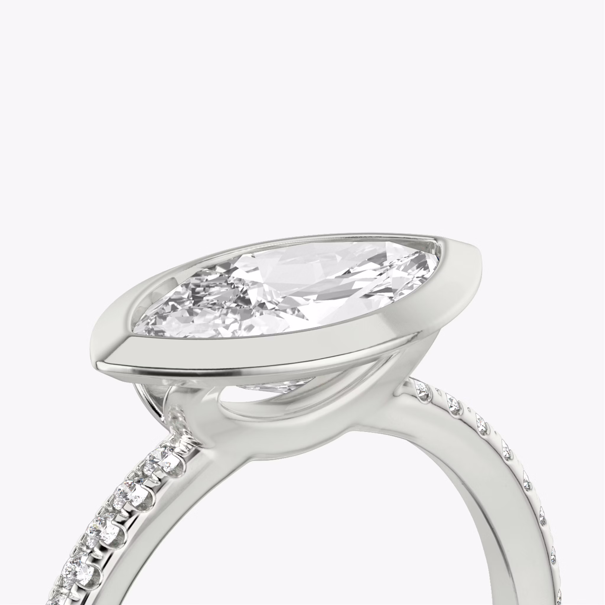 The Signature Bezel | Marquise | 18k | White Gold | bandAccent: Pavé | diamondOrientation: horizontal | caratWeight: other