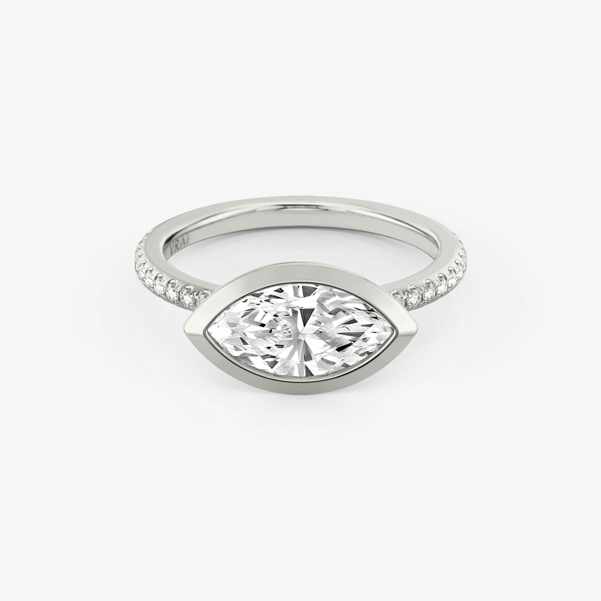 The Signature Bezel | Marquise | 18k | White Gold | bandAccent: Pavé | diamondOrientation: horizontal | caratWeight: other