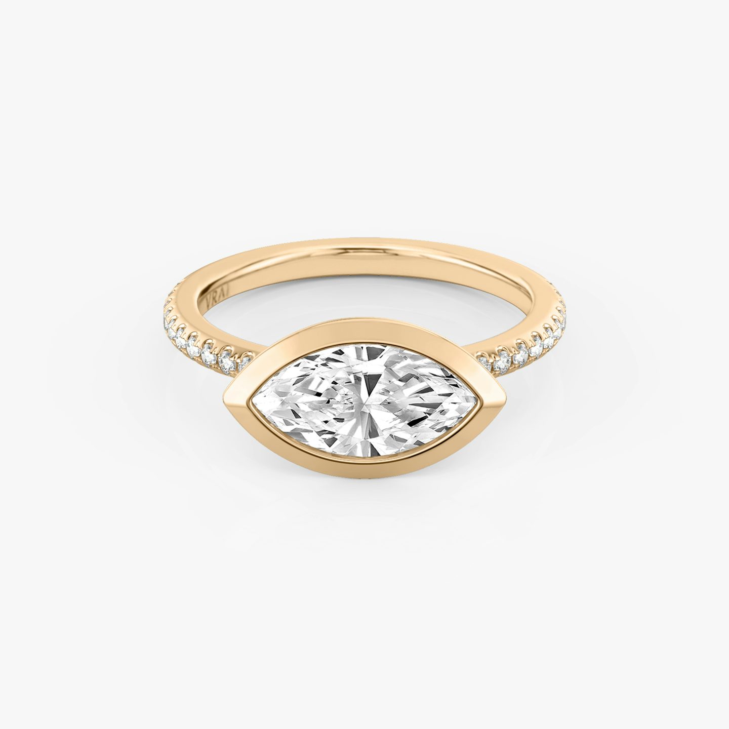 The Signature Bezel | Marquise | 14k | Rose Gold | bandAccent: Pavé | diamondOrientation: horizontal | caratWeight: other