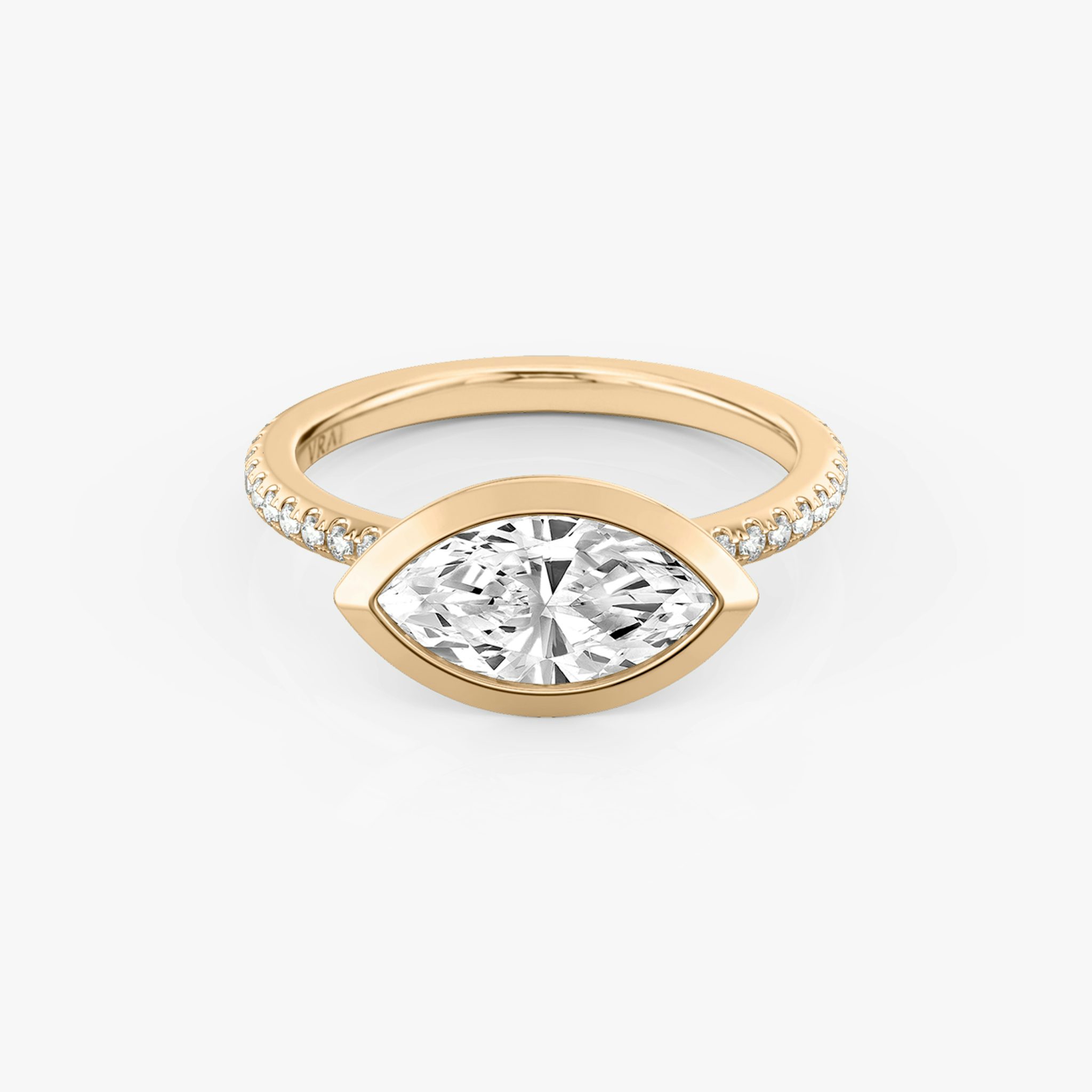 The Signature Bezel | Marquise | 14k | Rose Gold | bandAccent: Pavé | diamondOrientation: horizontal | caratWeight: other
