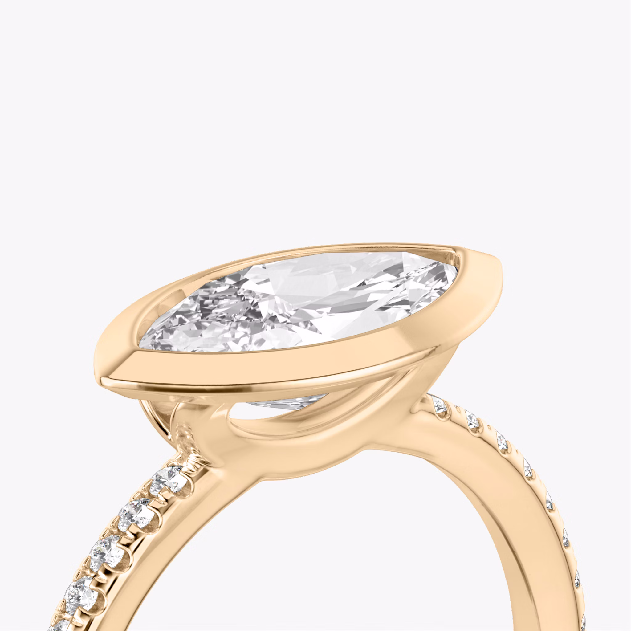The Signature Bezel | Marquise | 14k | Rose Gold | bandAccent: Pavé | diamondOrientation: horizontal | caratWeight: other