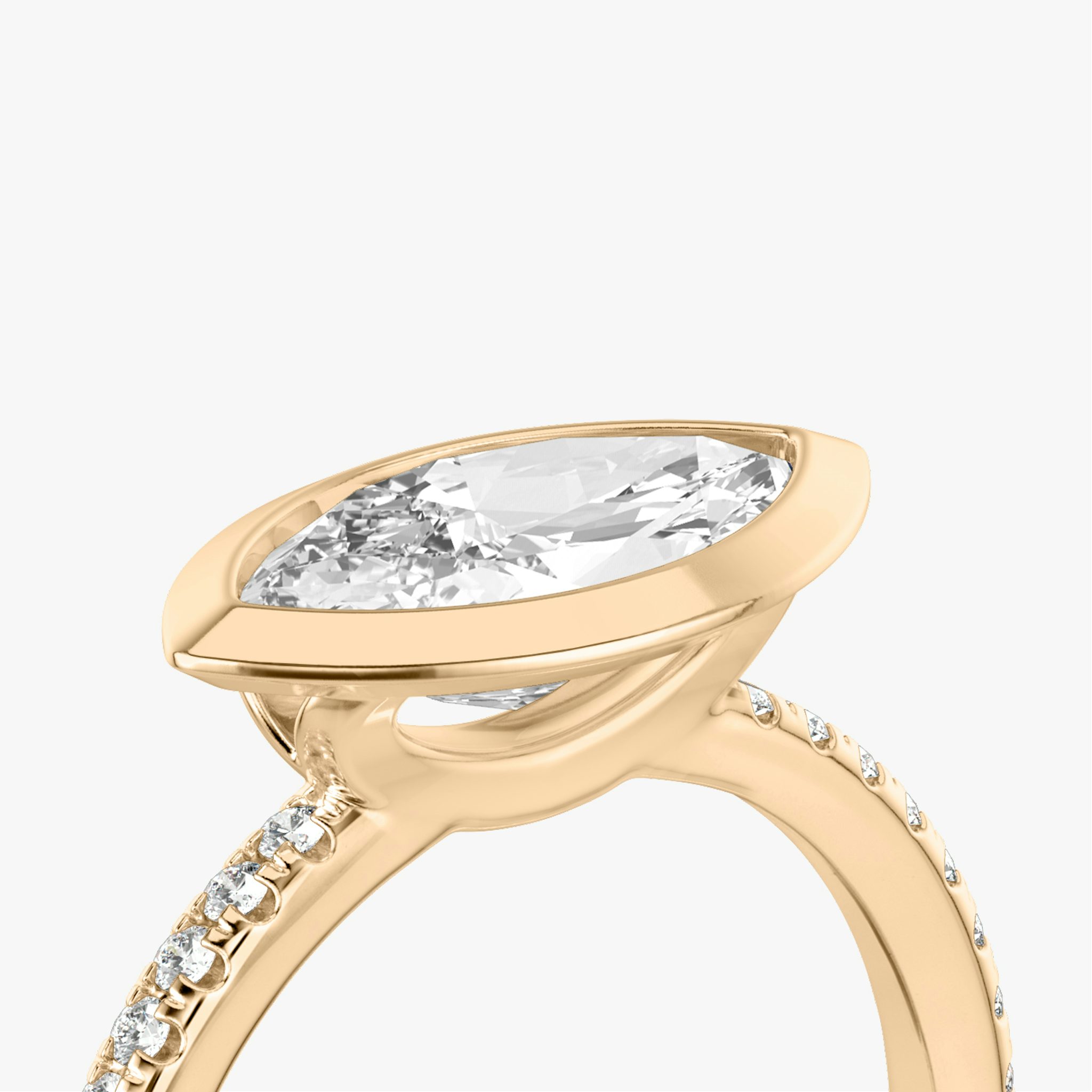 The Signature Bezel | Marquise | 14k | Rose Gold | bandAccent: Pavé | diamondOrientation: horizontal | caratWeight: other