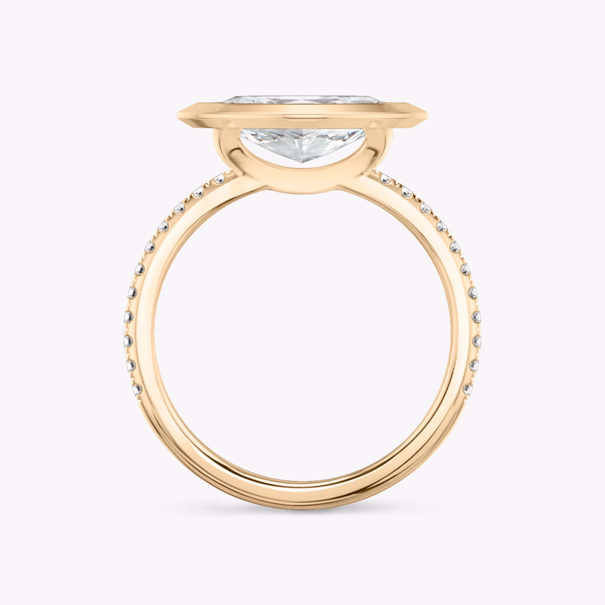 The Signature Bezel | Marquise | 14k | Rose Gold | bandAccent: Pavé | diamondOrientation: horizontal | caratWeight: other