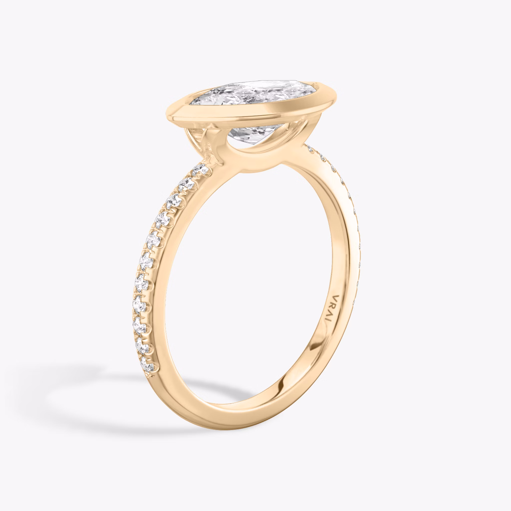The Signature Bezel | Marquise | 14k | Rose Gold | bandAccent: Pavé | diamondOrientation: horizontal | caratWeight: other