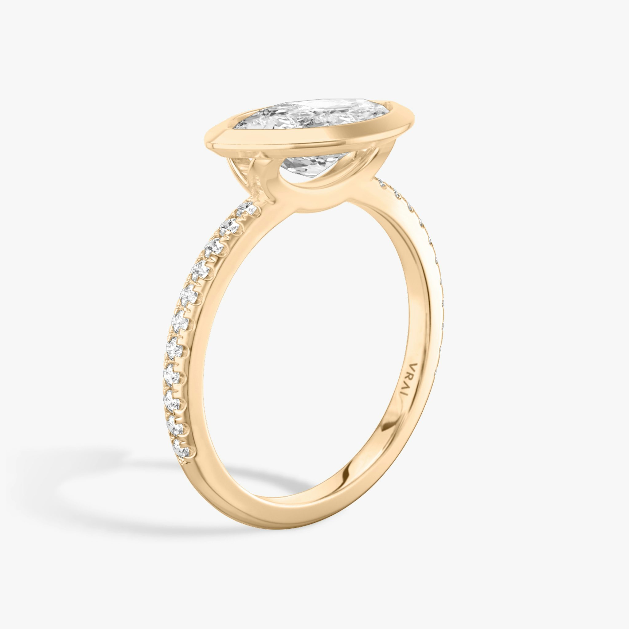 The Signature Bezel | Marquise | 14k | Rose Gold | bandAccent: Pavé | diamondOrientation: horizontal | caratWeight: other