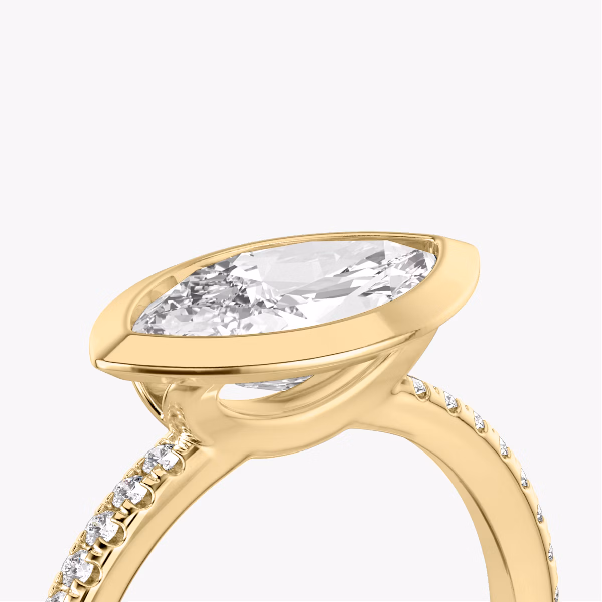 The Signature Bezel | Marquise | 18k | Yellow Gold | bandAccent: Pavé | diamondOrientation: horizontal | caratWeight: other