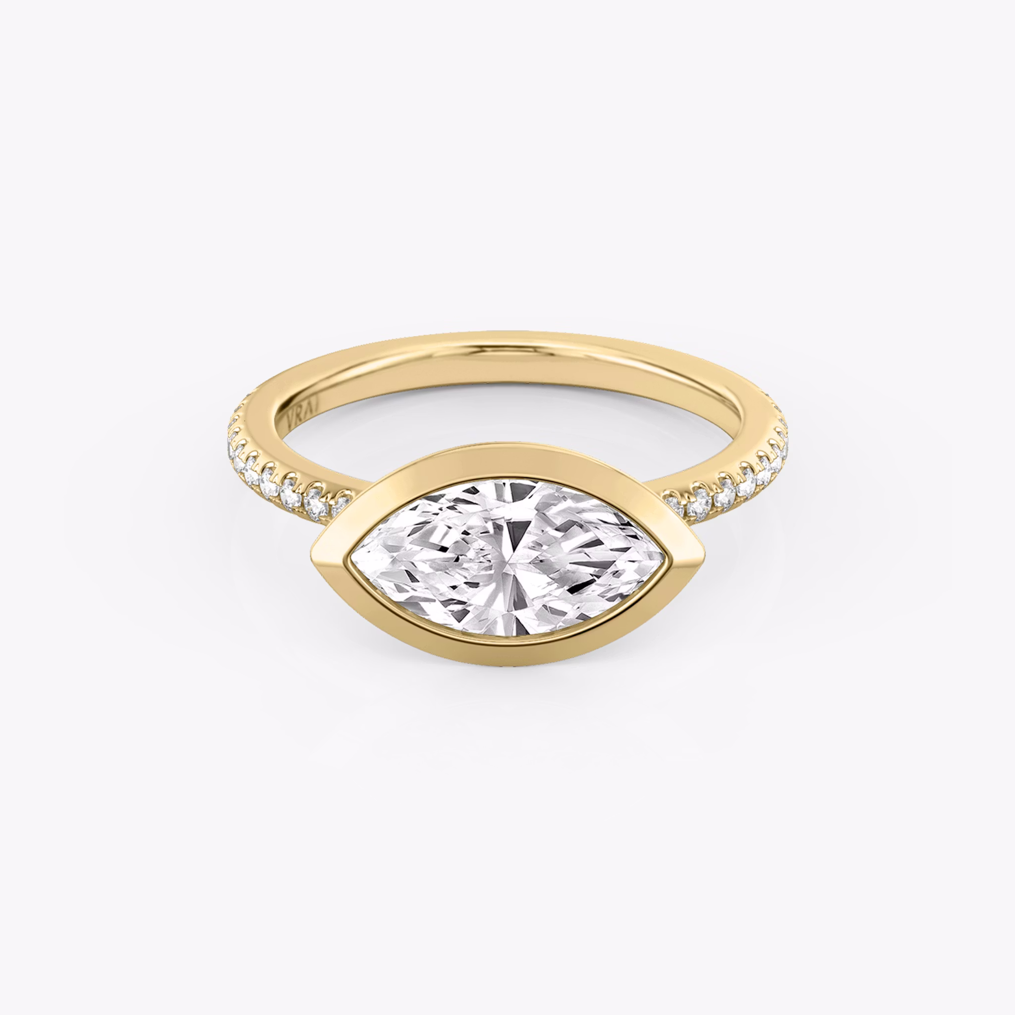 The Signature Bezel | Marquise | 18k | Yellow Gold | bandAccent: Pavé | diamondOrientation: horizontal | caratWeight: other