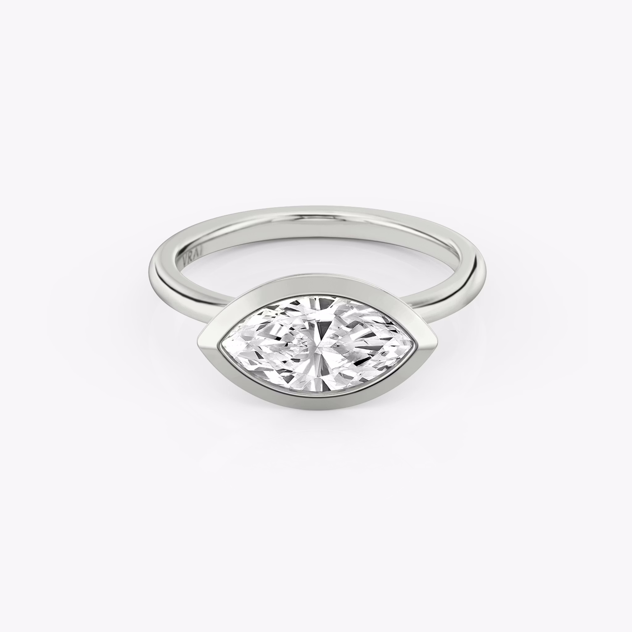 The Signature Bezel | Marquise | 18k | White Gold | bandAccent: Plain | diamondOrientation: horizontal | caratWeight: other