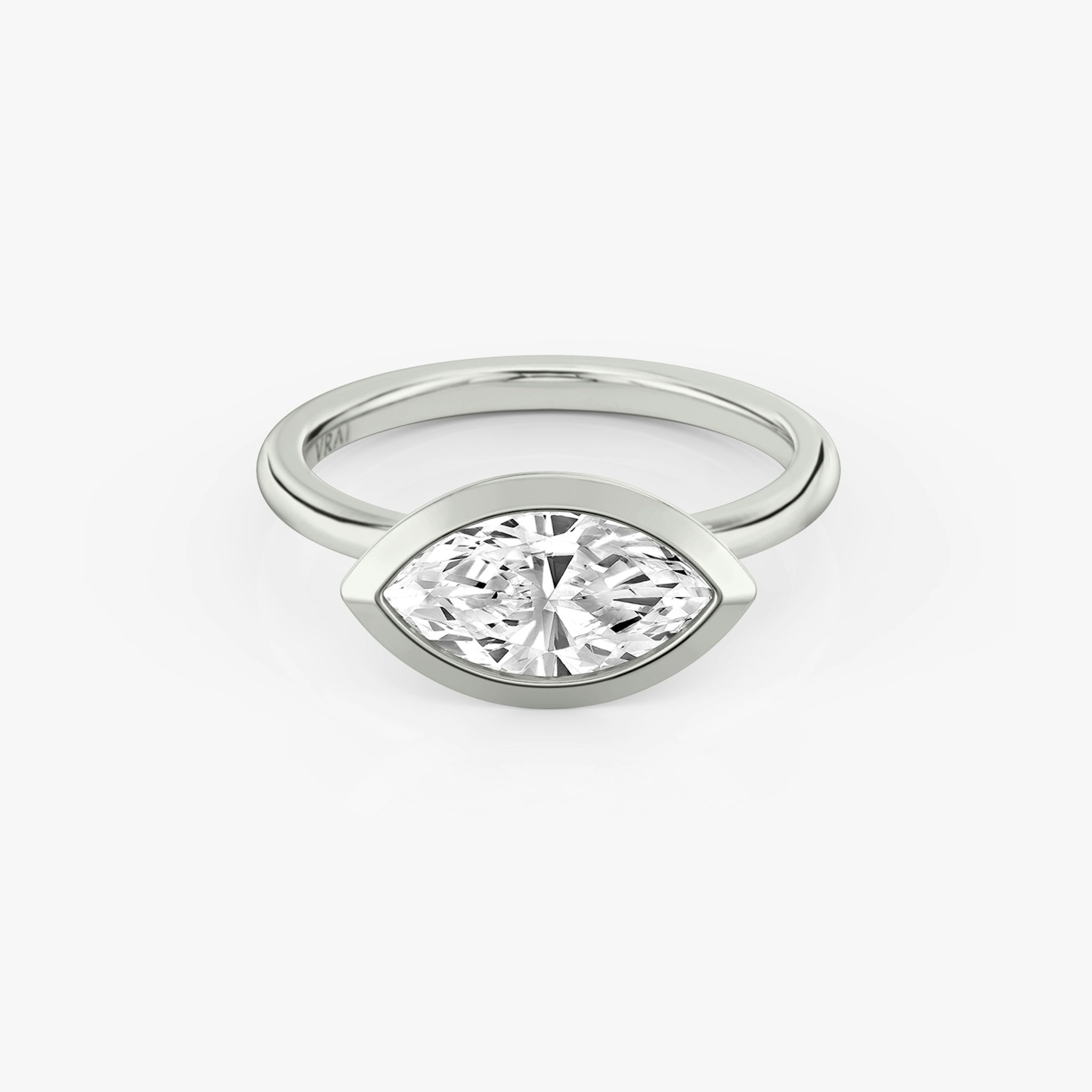 The Signature Bezel | Marquise | 18k | White Gold | bandAccent: Plain | diamondOrientation: horizontal | caratWeight: other
