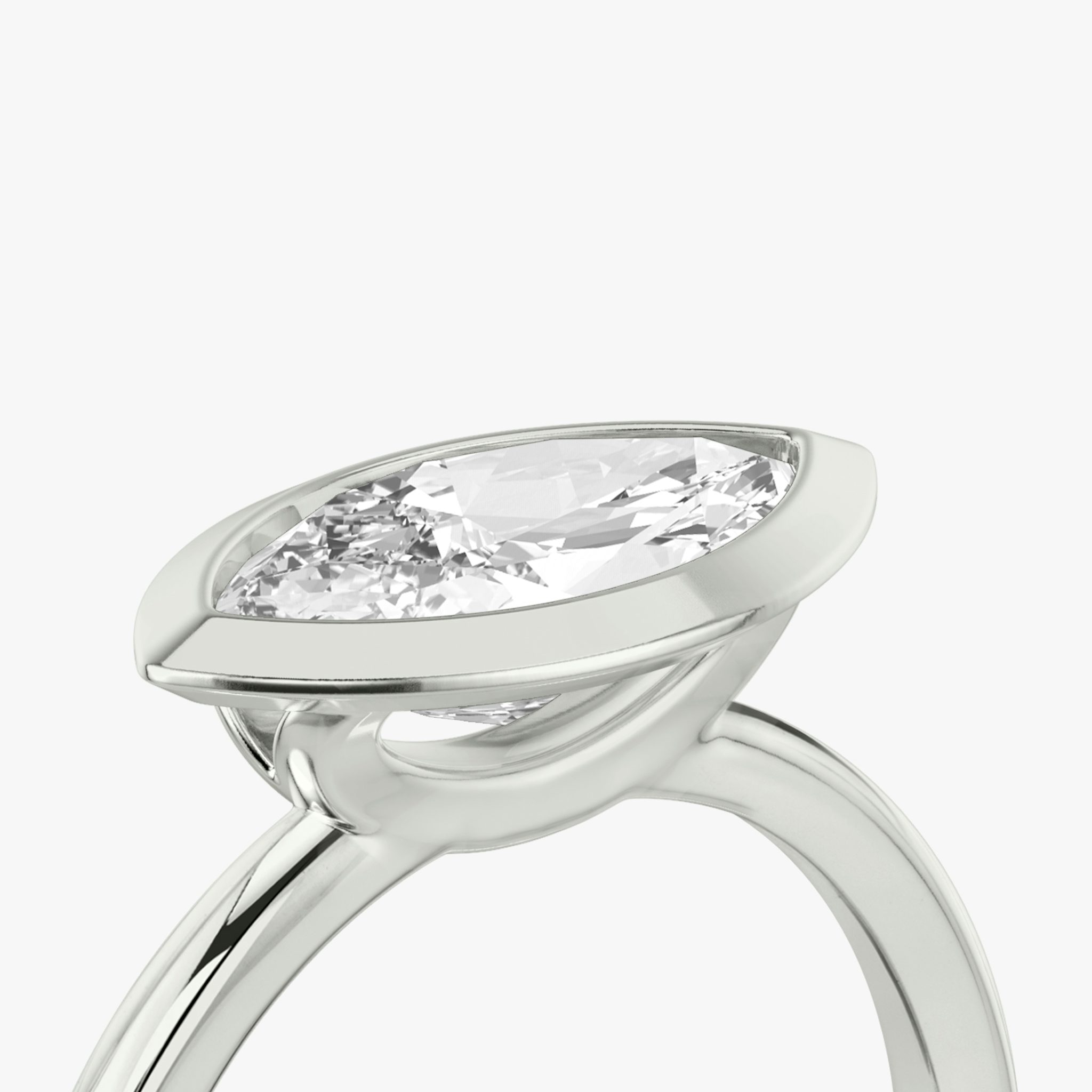 The Signature Bezel | Marquise | 18k | White Gold | bandAccent: Plain | diamondOrientation: horizontal | caratWeight: other