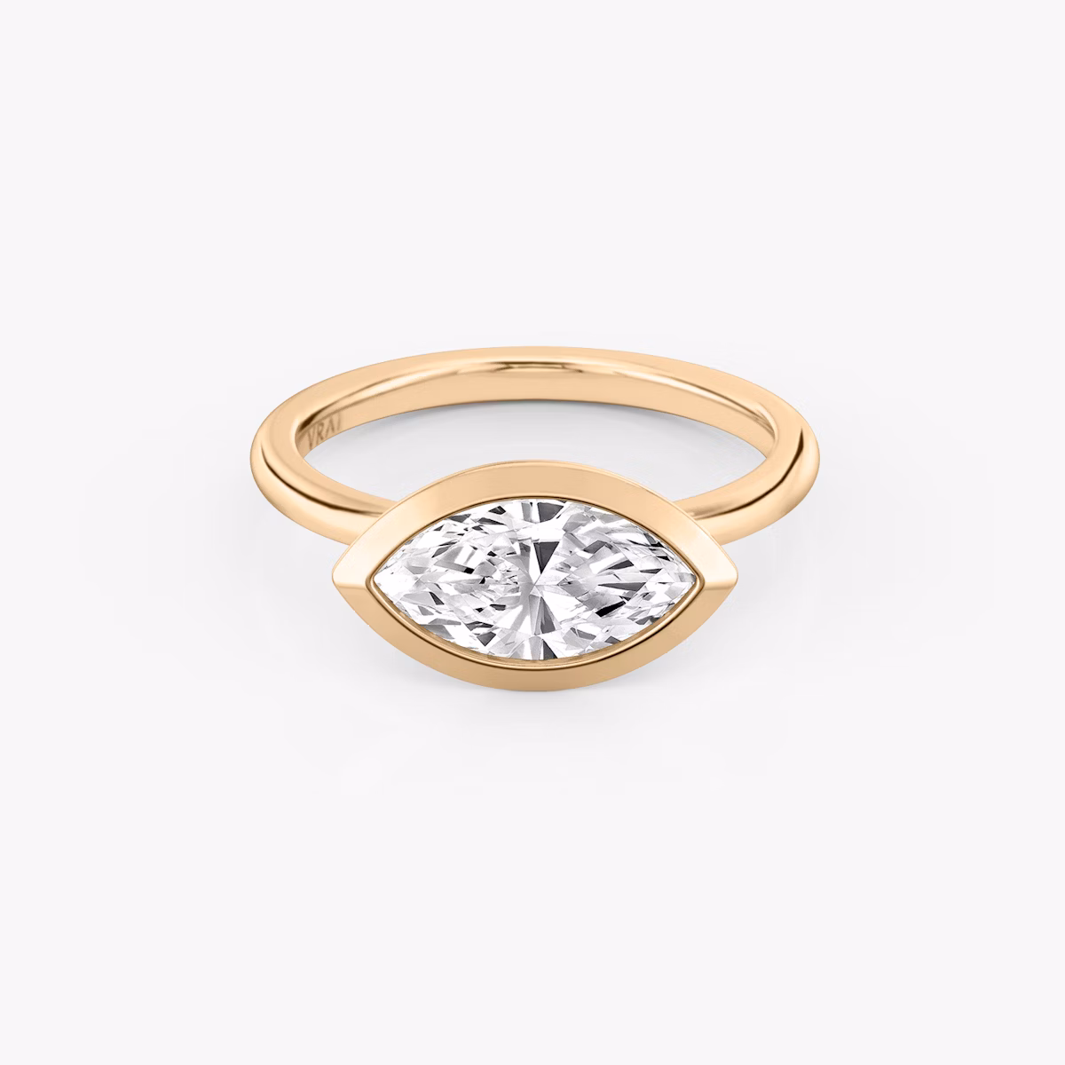 The Signature Bezel | Marquise | 14k | Rose Gold | bandAccent: Plain | diamondOrientation: horizontal | caratWeight: other