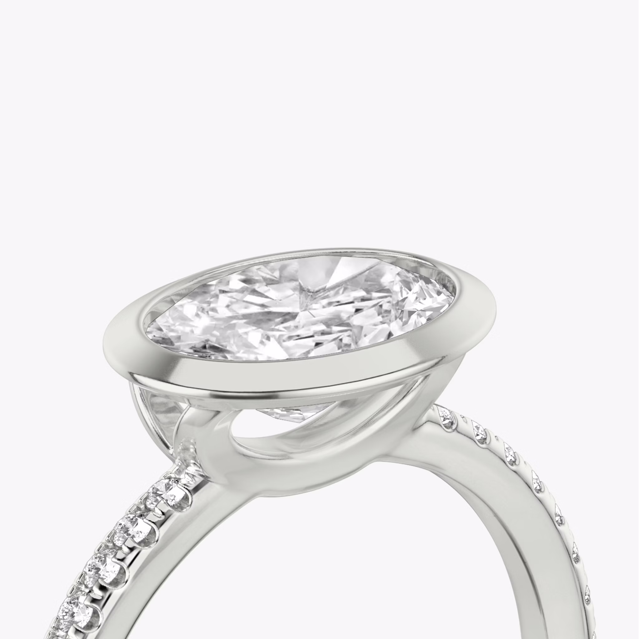 The Signature Bezel | Oval | 18k | White Gold | bandAccent: Pavé | diamondOrientation: horizontal | caratWeight: other
