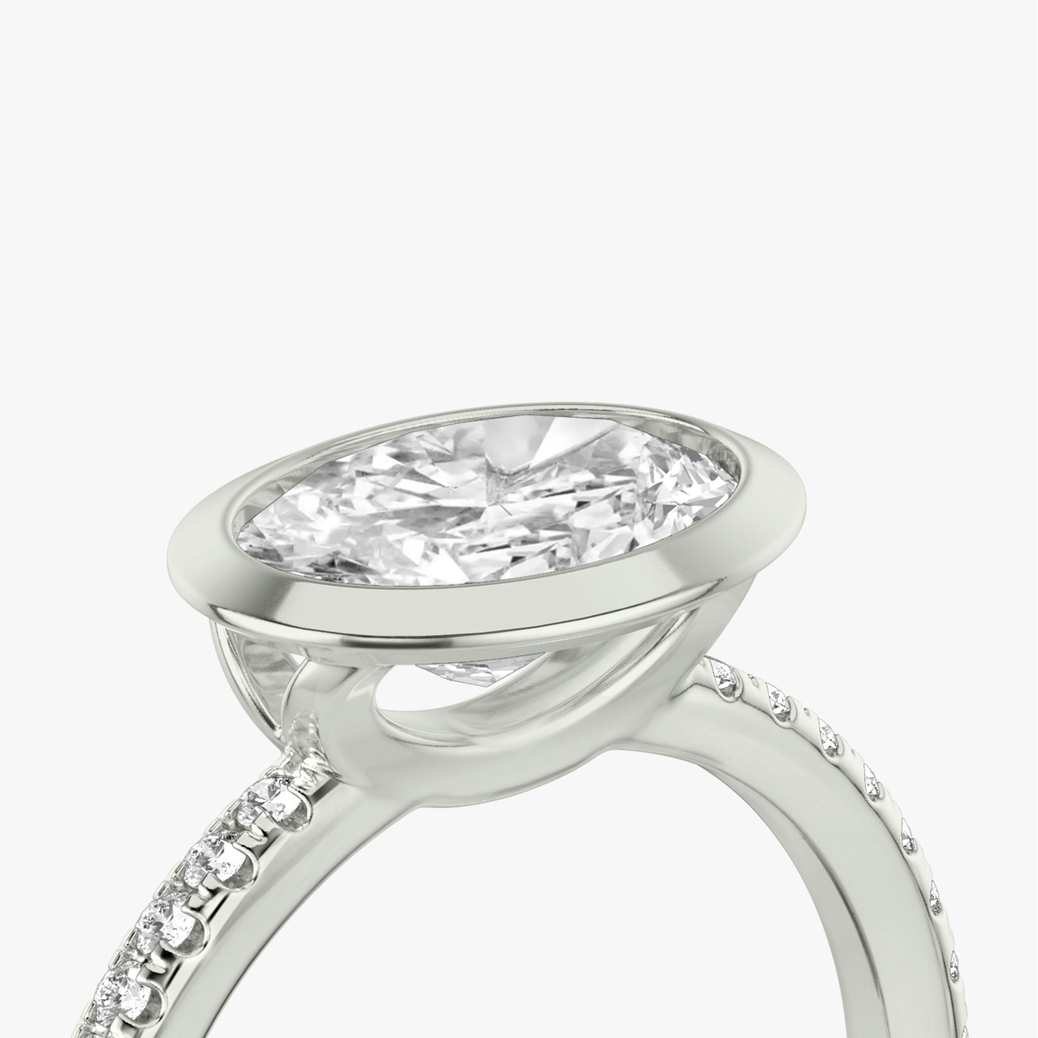 The Signature Bezel | Oval | 18k | White Gold | bandAccent: Pavé | diamondOrientation: horizontal | caratWeight: other
