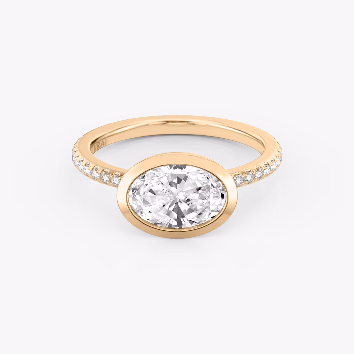 The Signature Bezel | Oval | 14k | Rose Gold | bandAccent: Pavé | diamondOrientation: horizontal | caratWeight: other
