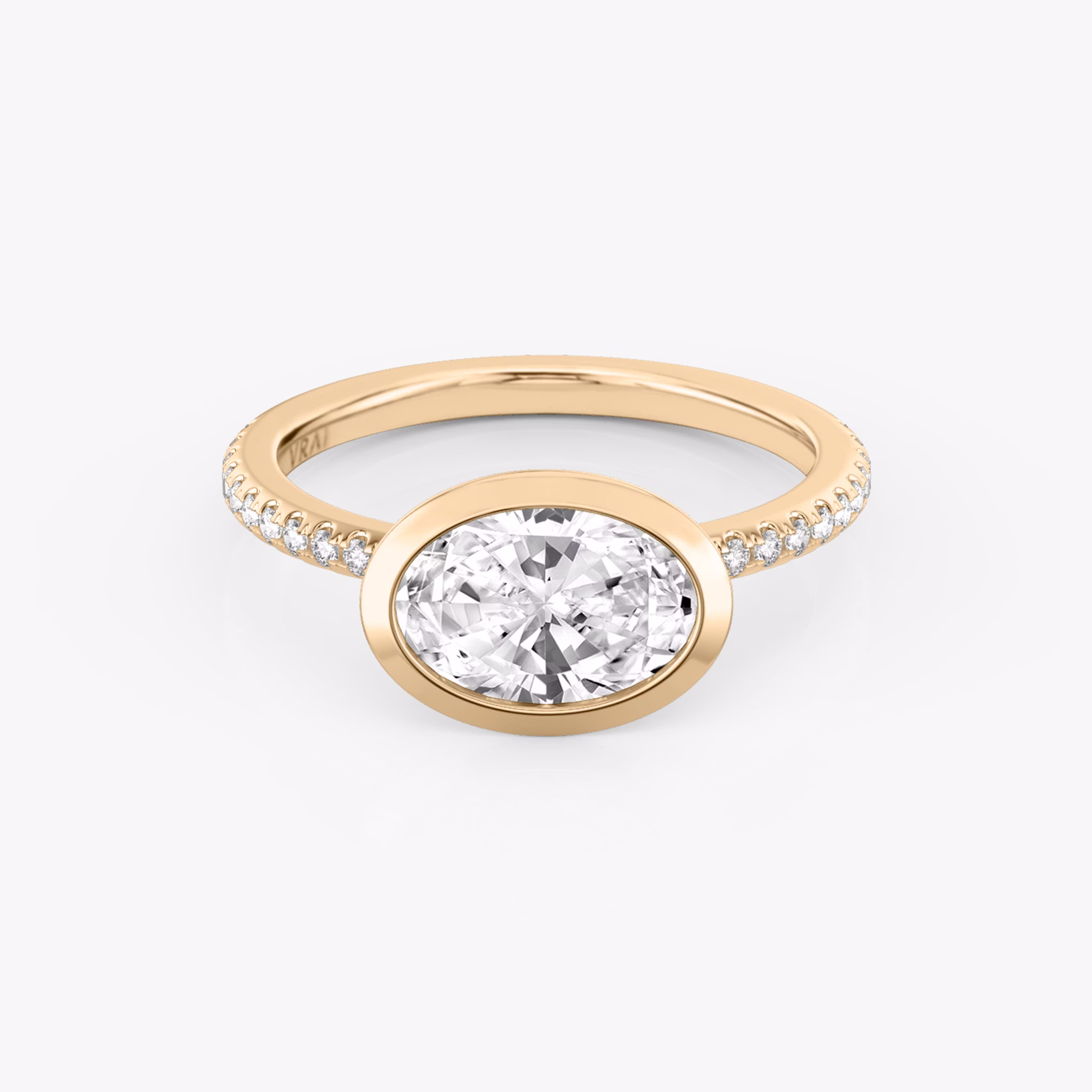 The Signature Bezel | Oval | 14k | Rose Gold | bandAccent: Pavé | diamondOrientation: horizontal | caratWeight: other