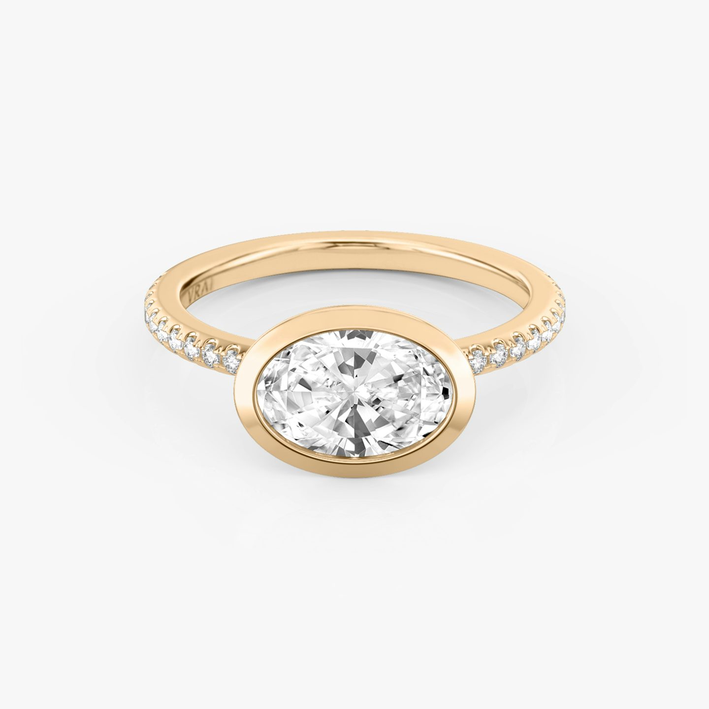 The Signature Bezel | Oval | 14k | Rose Gold | bandAccent: Pavé | diamondOrientation: horizontal | caratWeight: other
