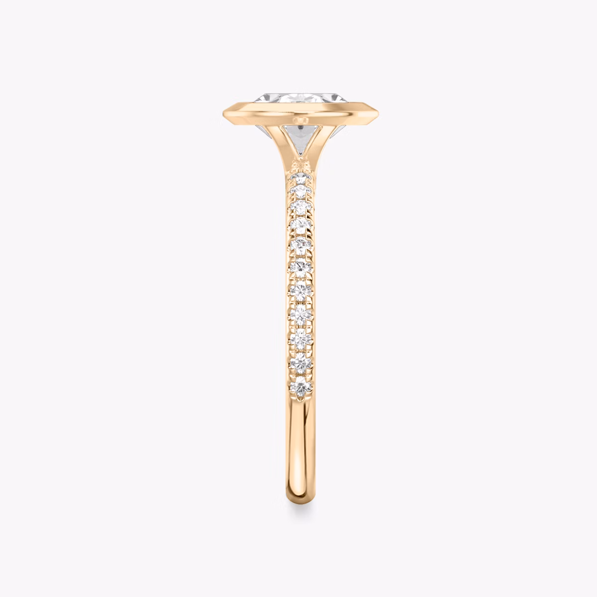 The Signature Bezel | Oval | 14k | Rose Gold | bandAccent: Pavé | diamondOrientation: horizontal | caratWeight: other
