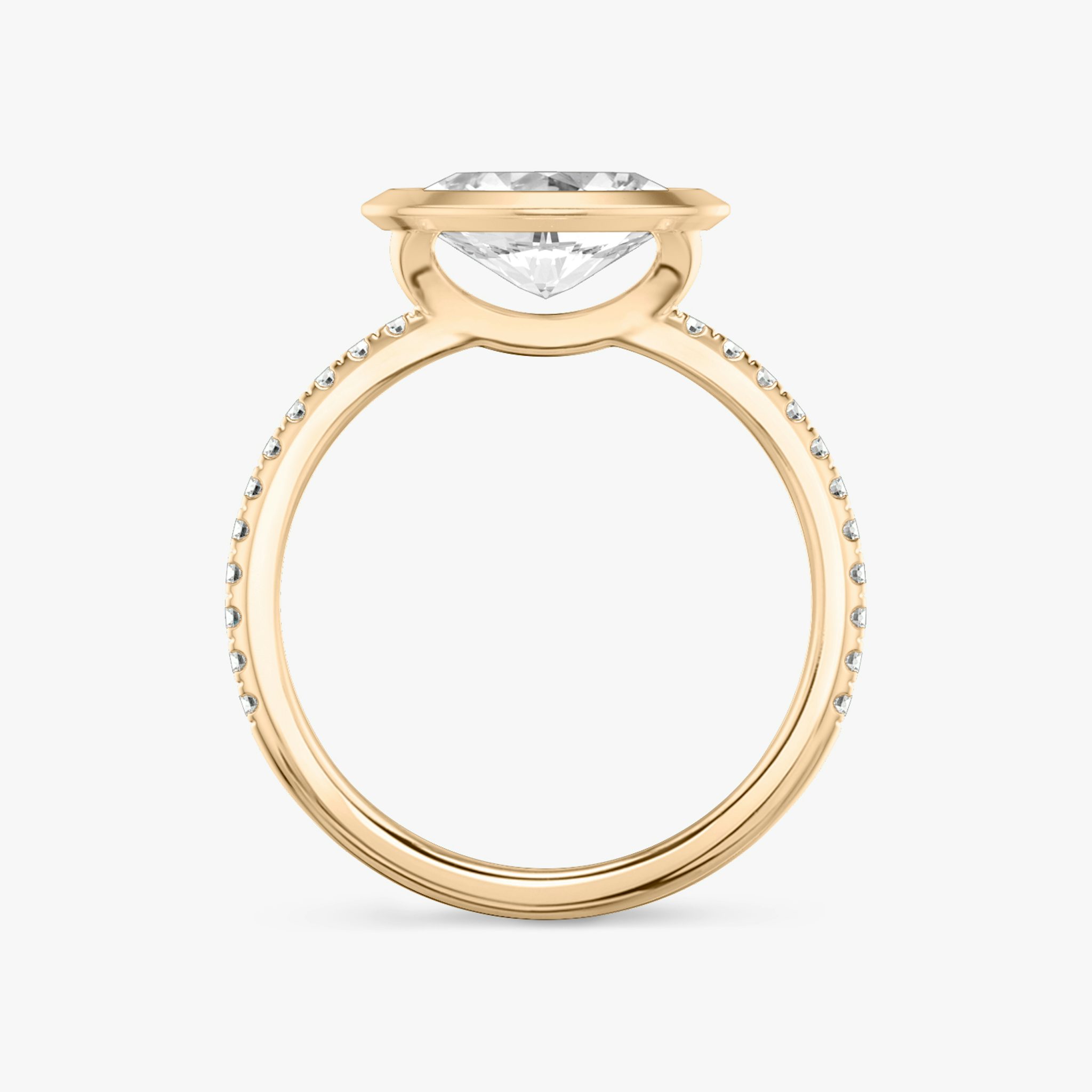 The Signature Bezel | Oval | 14k | Rose Gold | bandAccent: Pavé | diamondOrientation: horizontal | caratWeight: other