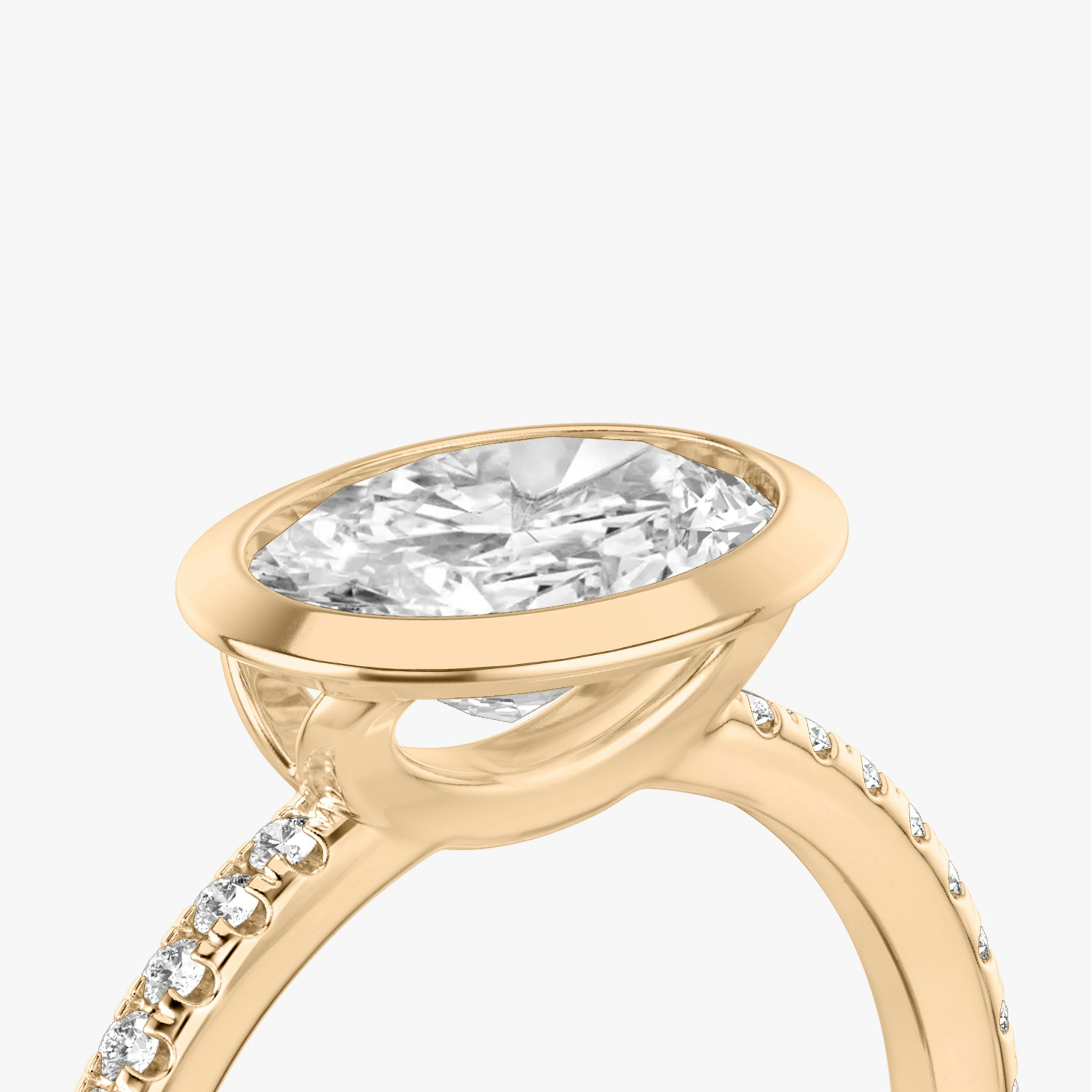 The Signature Bezel | Oval | 14k | Rose Gold | bandAccent: Pavé | diamondOrientation: horizontal | caratWeight: other