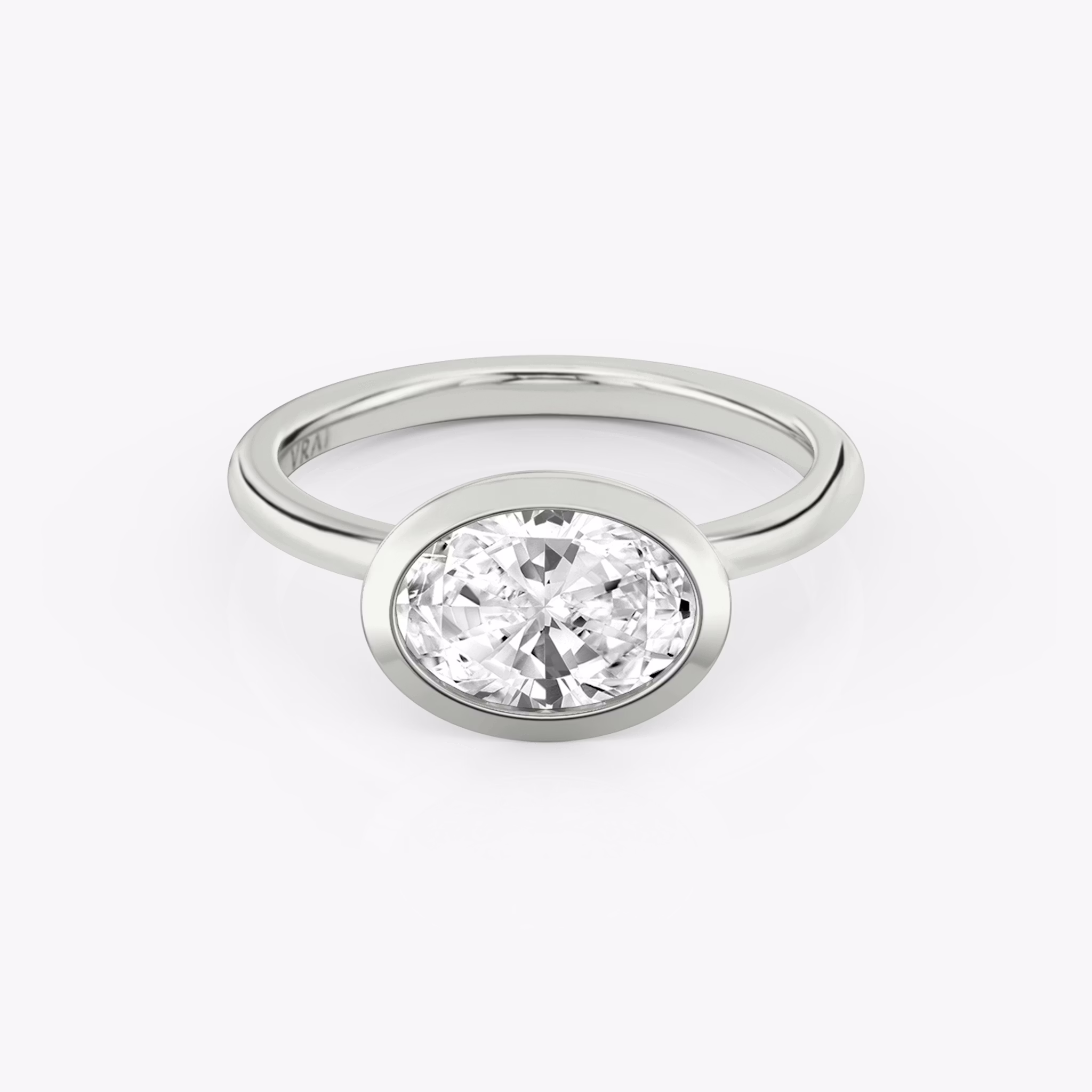 The Signature Bezel | Oval | 18k | White Gold | bandAccent: Plain | diamondOrientation: horizontal | caratWeight: other