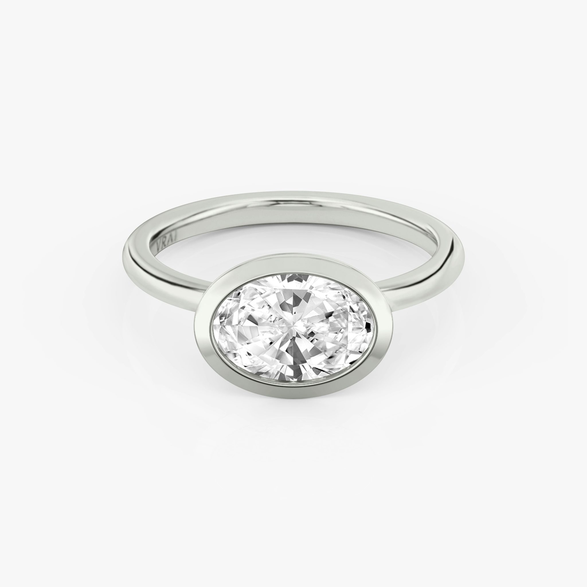 The Signature Bezel | Oval | 18k | White Gold | bandAccent: Plain | diamondOrientation: horizontal | caratWeight: other