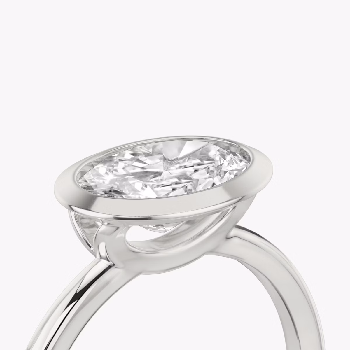 Signature Bezel | Oval | 18k | Weißgold | bandAccent: Ohne Pavé-Besatz | diamondOrientation: horizontal | caratWeight: other