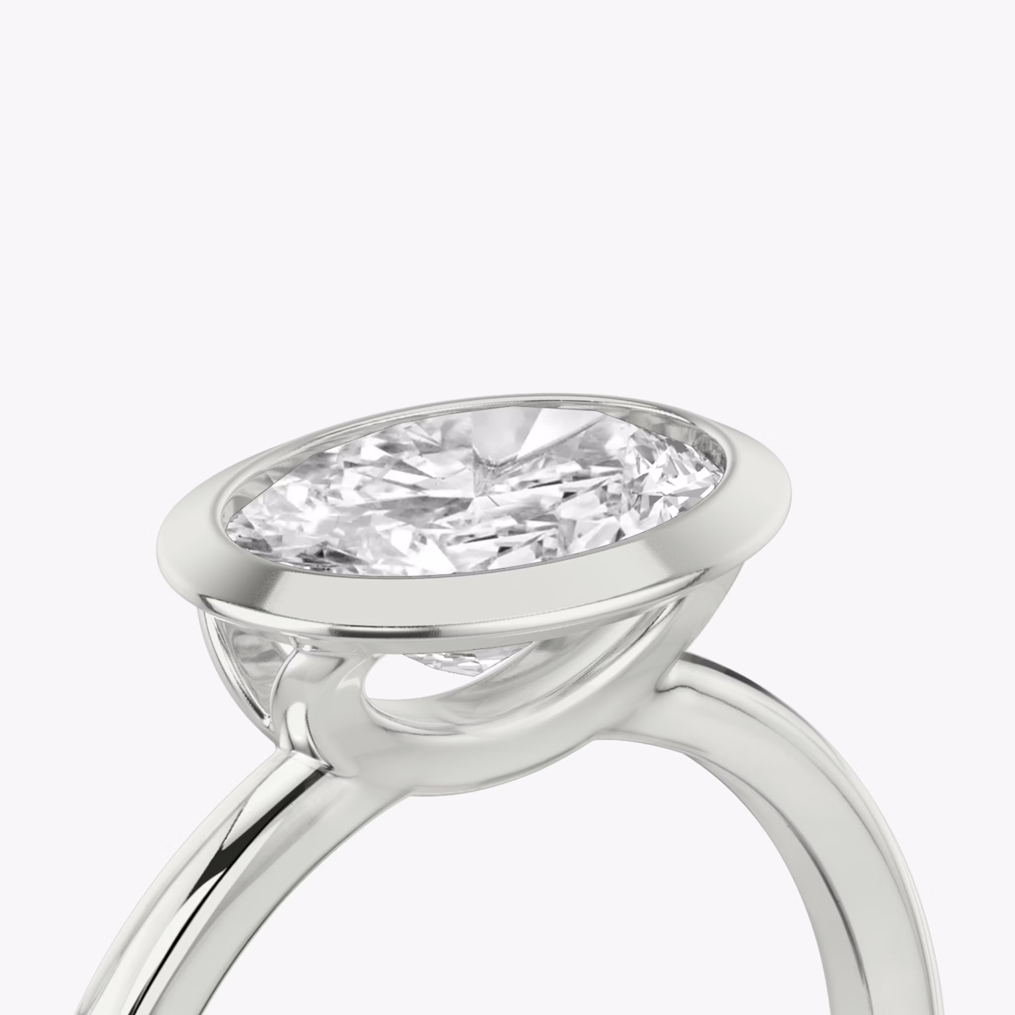 The Signature Bezel | Oval | 18k | White Gold | bandAccent: Plain | diamondOrientation: horizontal | caratWeight: other
