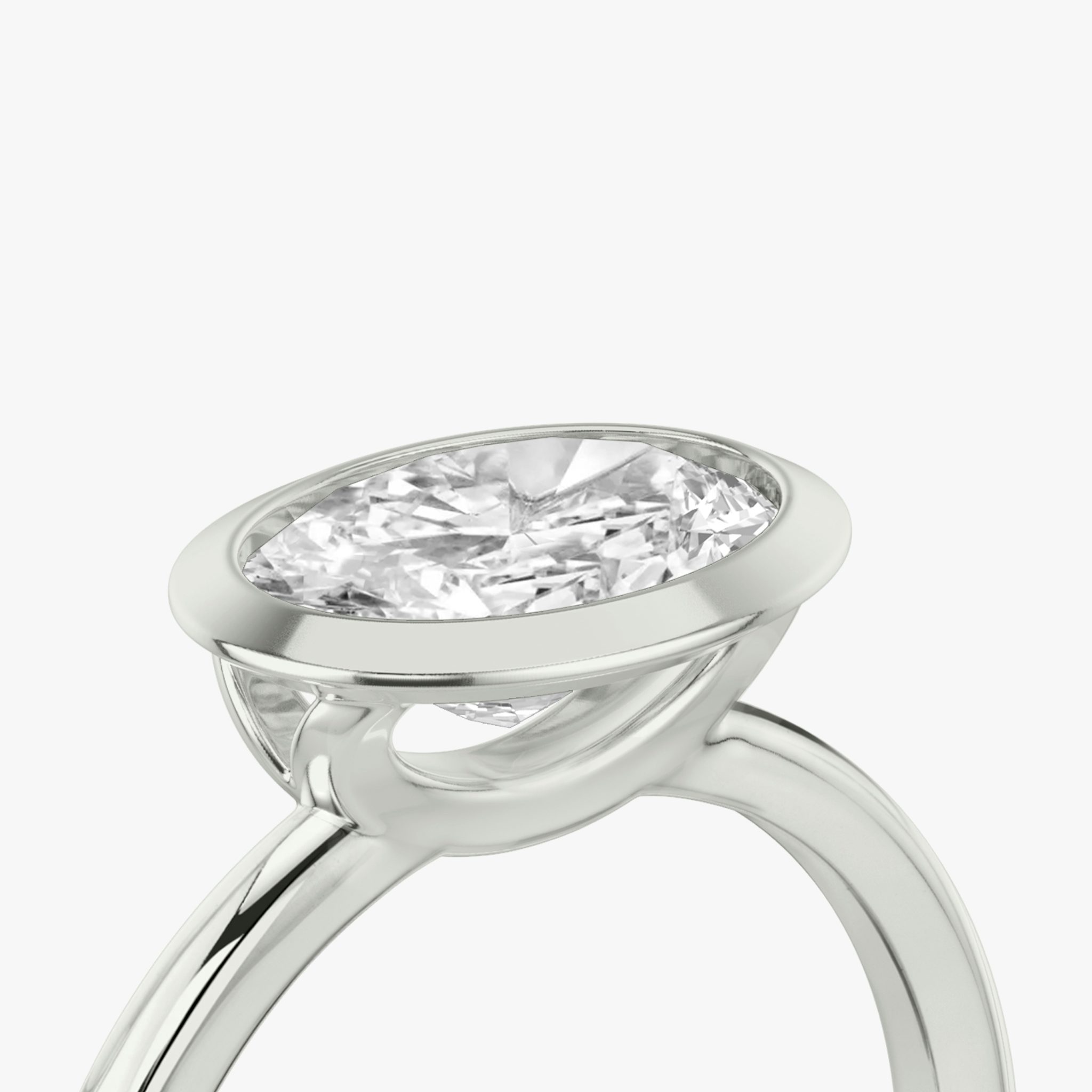 The Signature Bezel | Oval | 18k | White Gold | bandAccent: Plain | diamondOrientation: horizontal | caratWeight: other