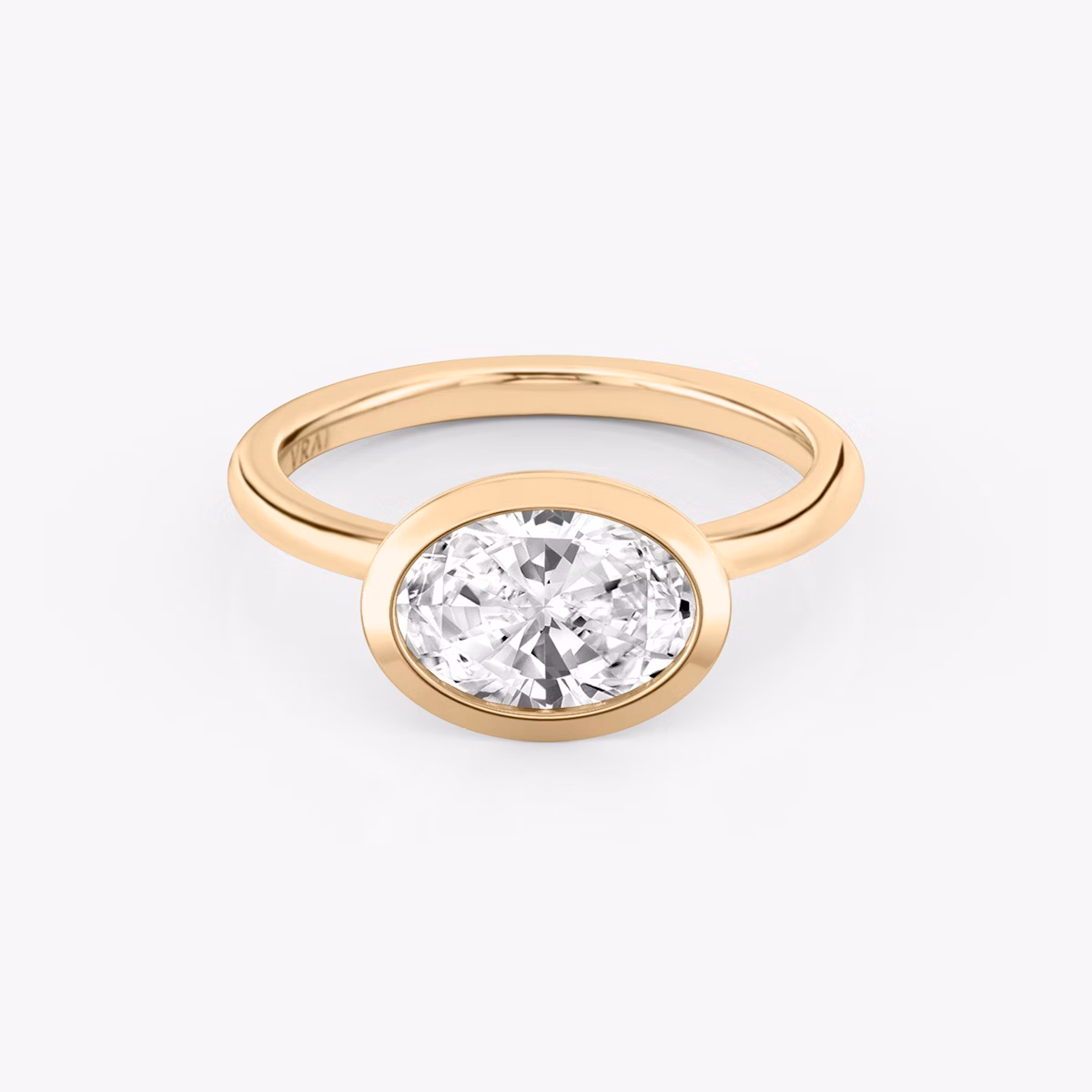 The Signature Bezel | Oval | 14k | Rose Gold | bandAccent: Plain | diamondOrientation: horizontal | caratWeight: other